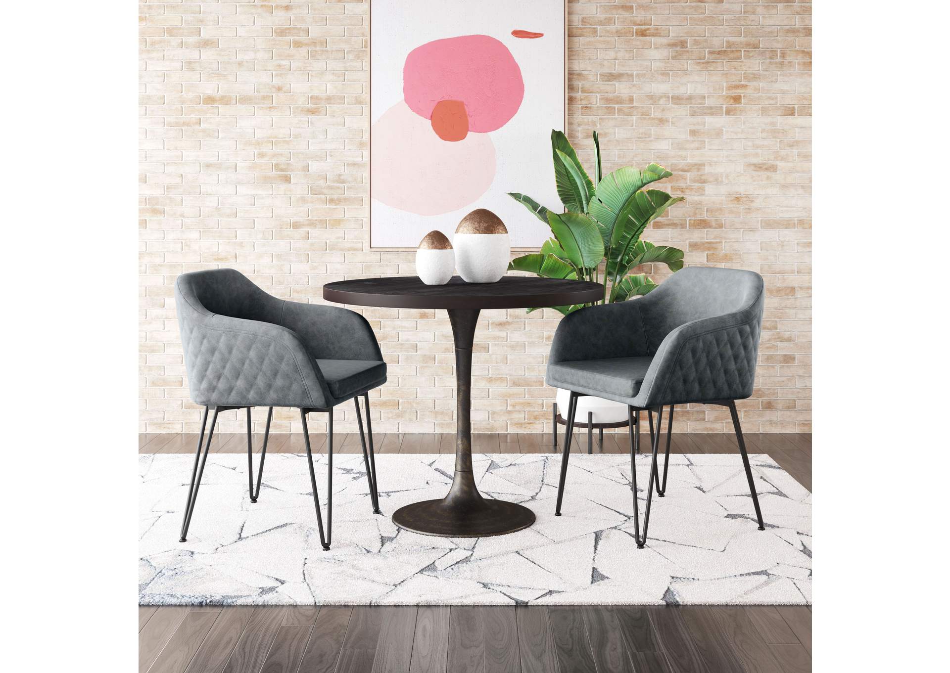 Braxton Dining Chair (Set Of 2) Vintage Gray,Zuo