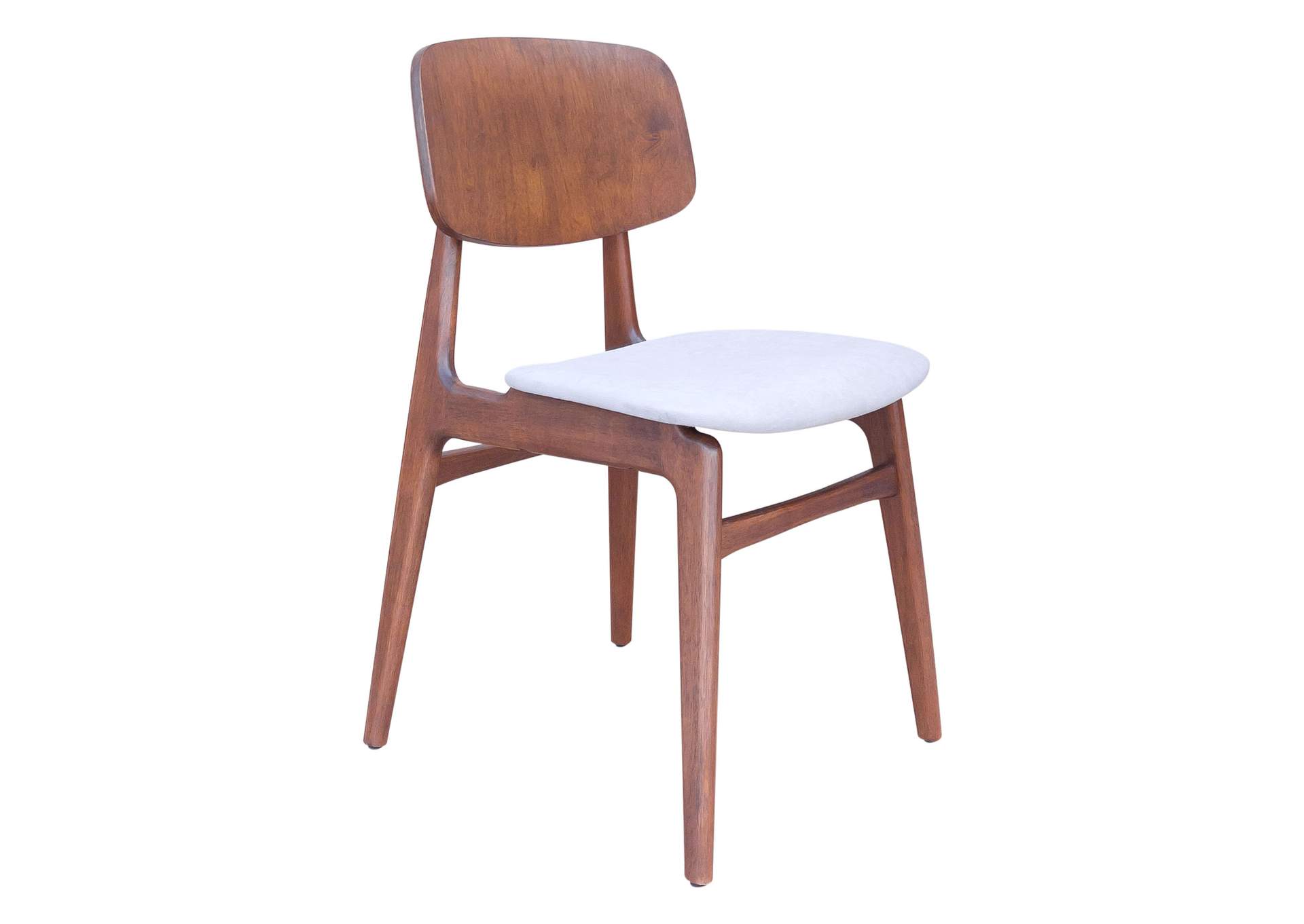 Othello Dining Chair (Set Of 2) Light Gray & Walnut,Zuo