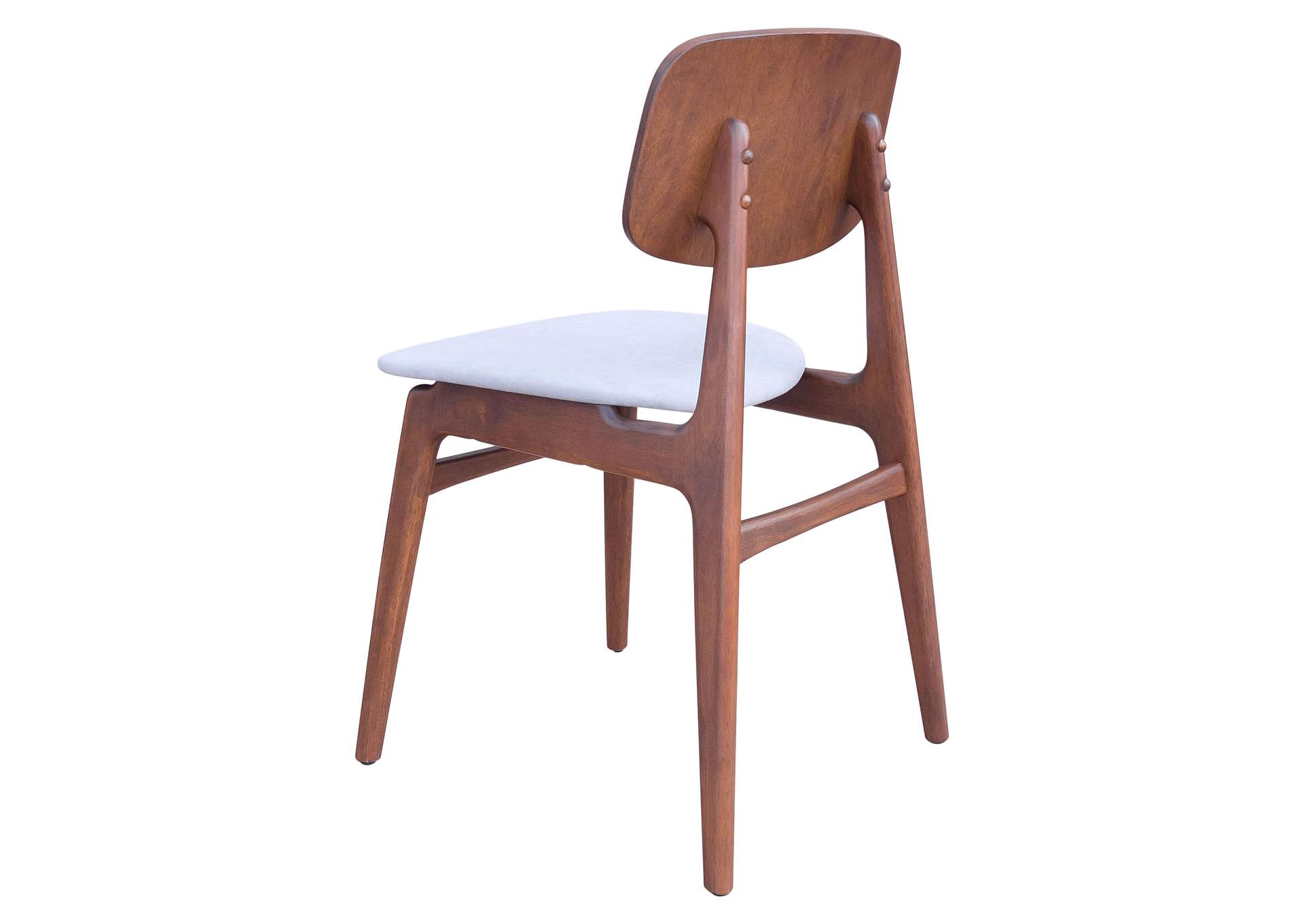 Othello Dining Chair (Set Of 2) Light Gray & Walnut,Zuo