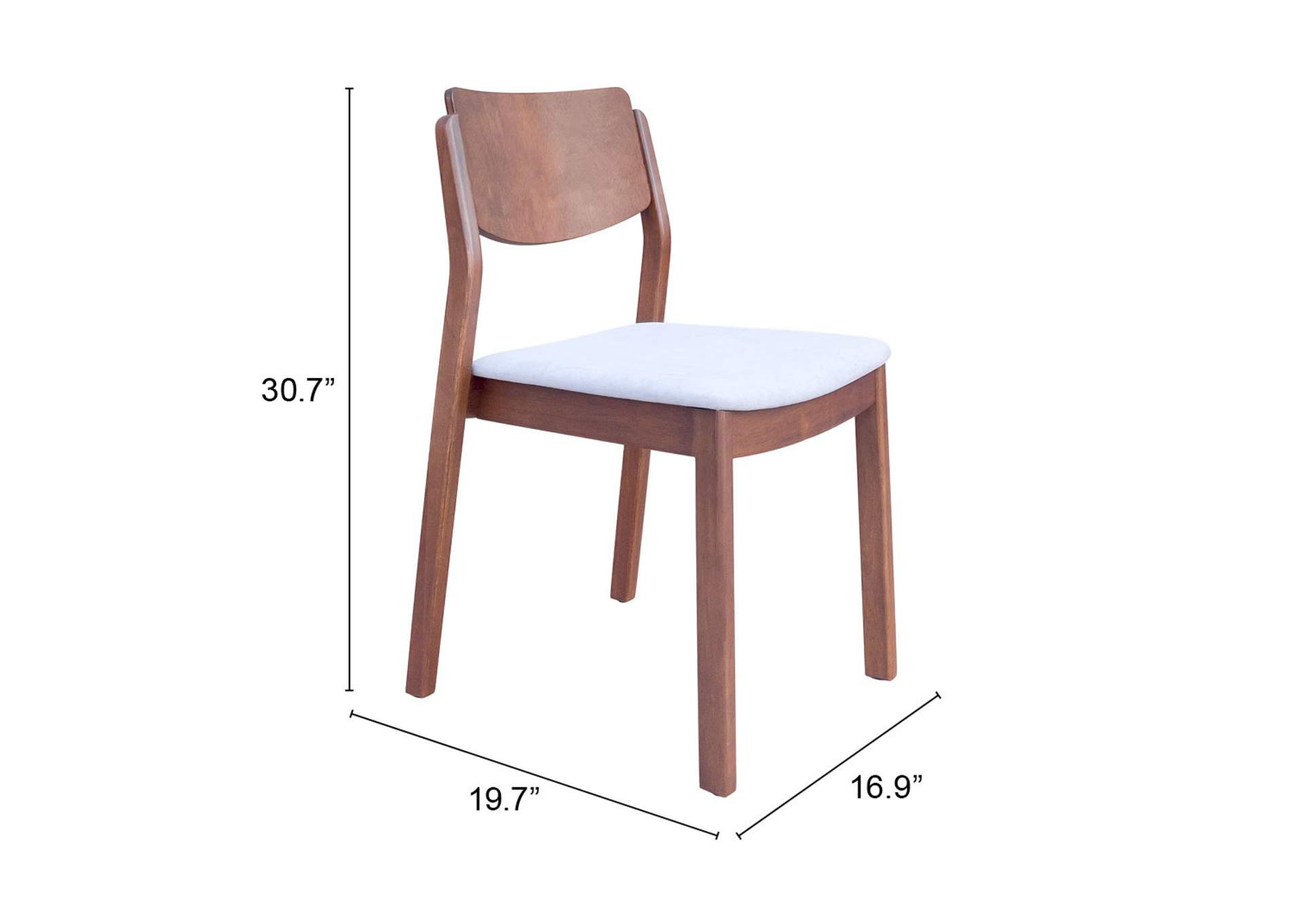 Desdamona Dining Chair (Set Of 2) Light Gray & Walnut,Zuo