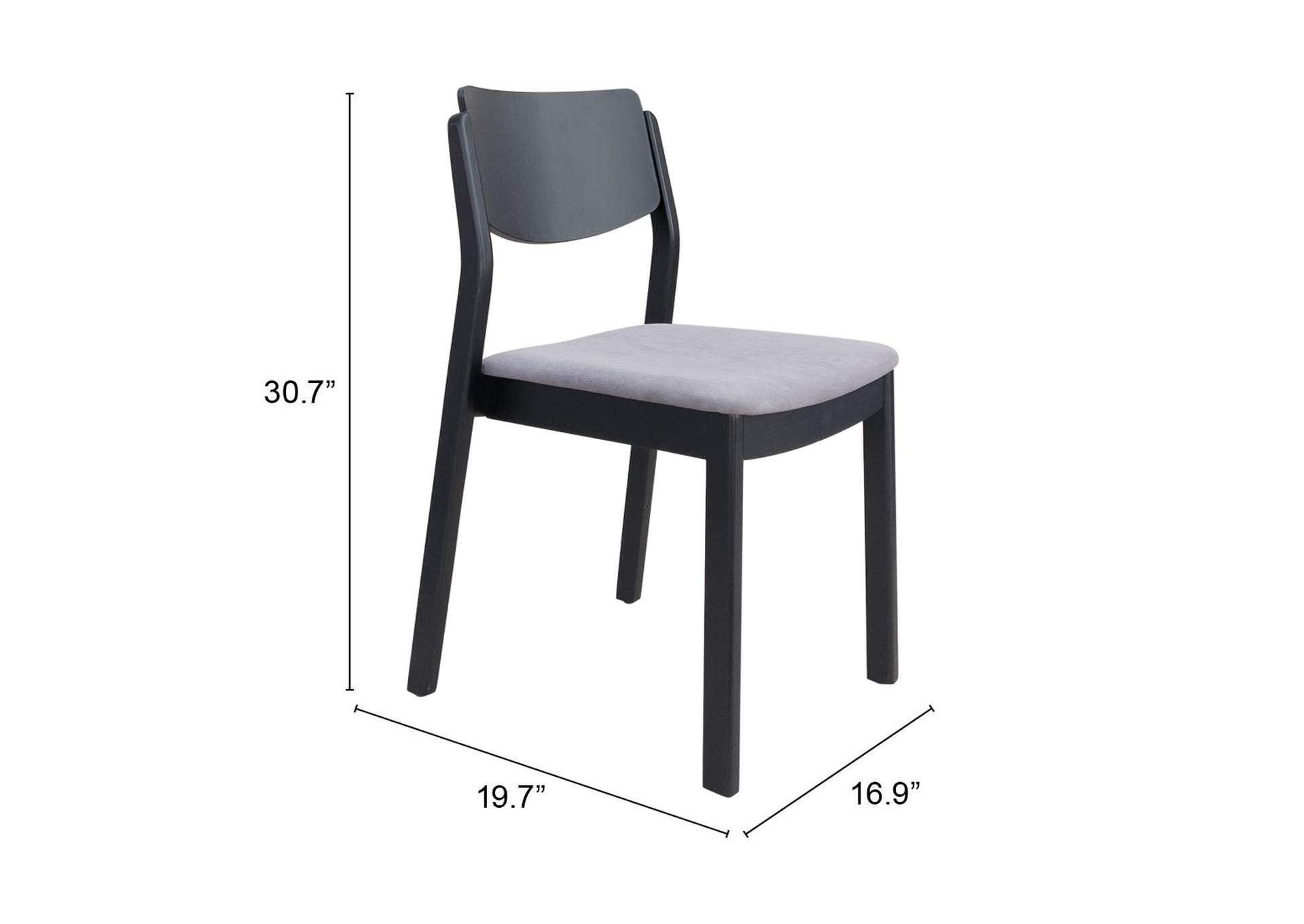 Desdamona Dining Chair (Set Of 2) Gray & Black,Zuo