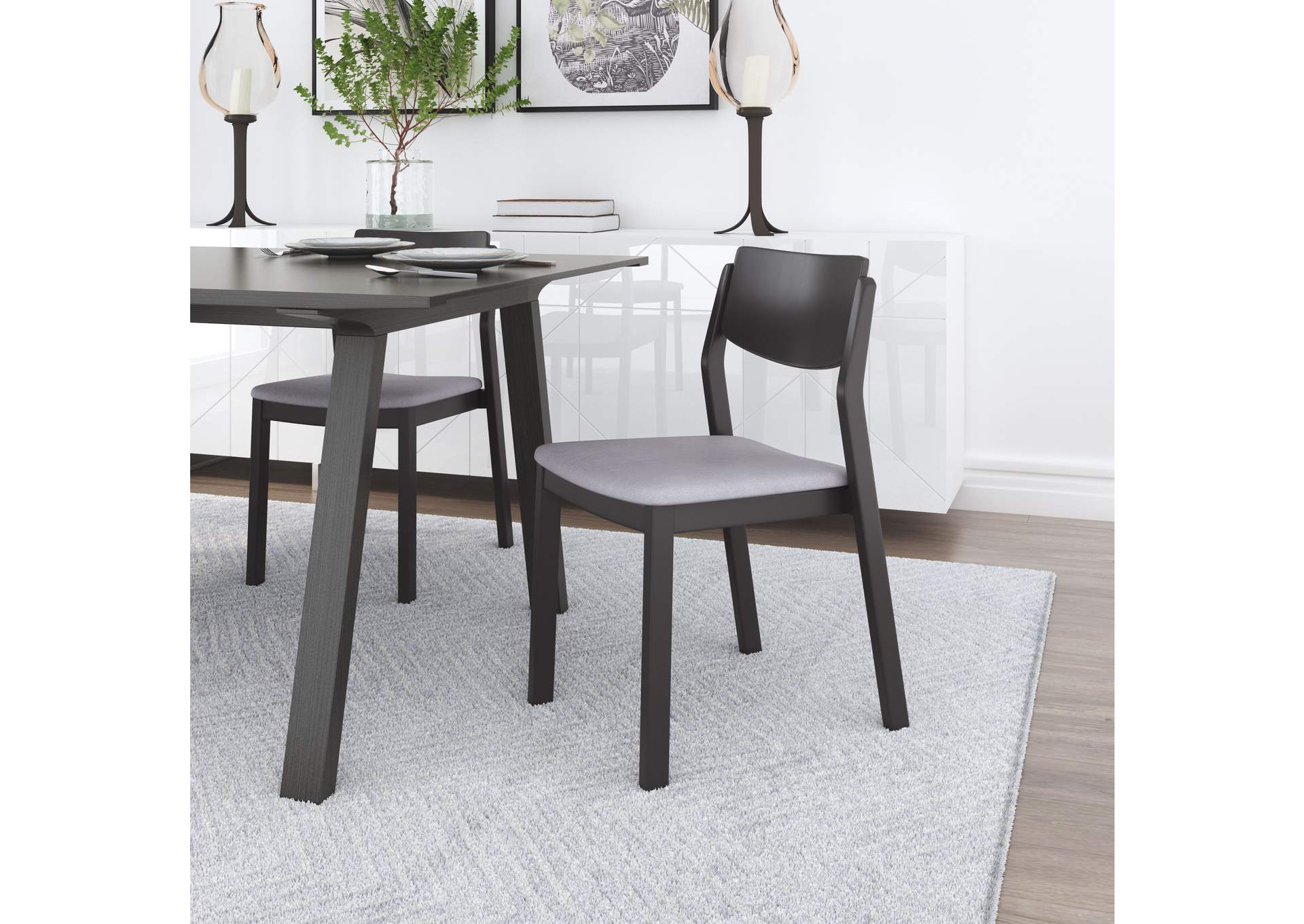 Desdamona Dining Chair (Set Of 2) Gray & Black,Zuo