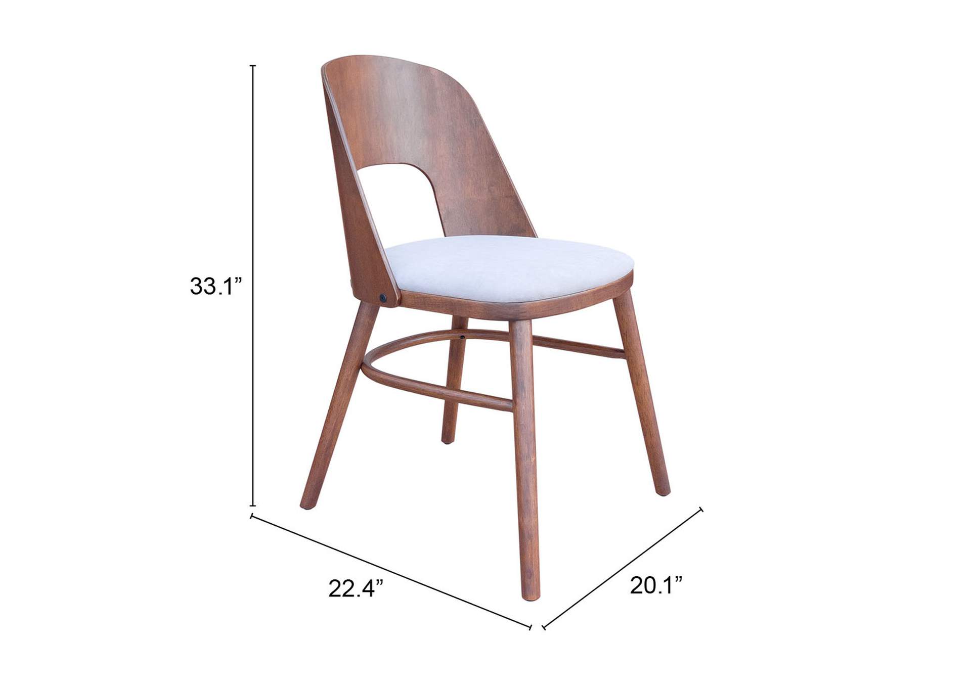 Iago Dining Chair (Set Of 2) Light Gray & Walnut,Zuo