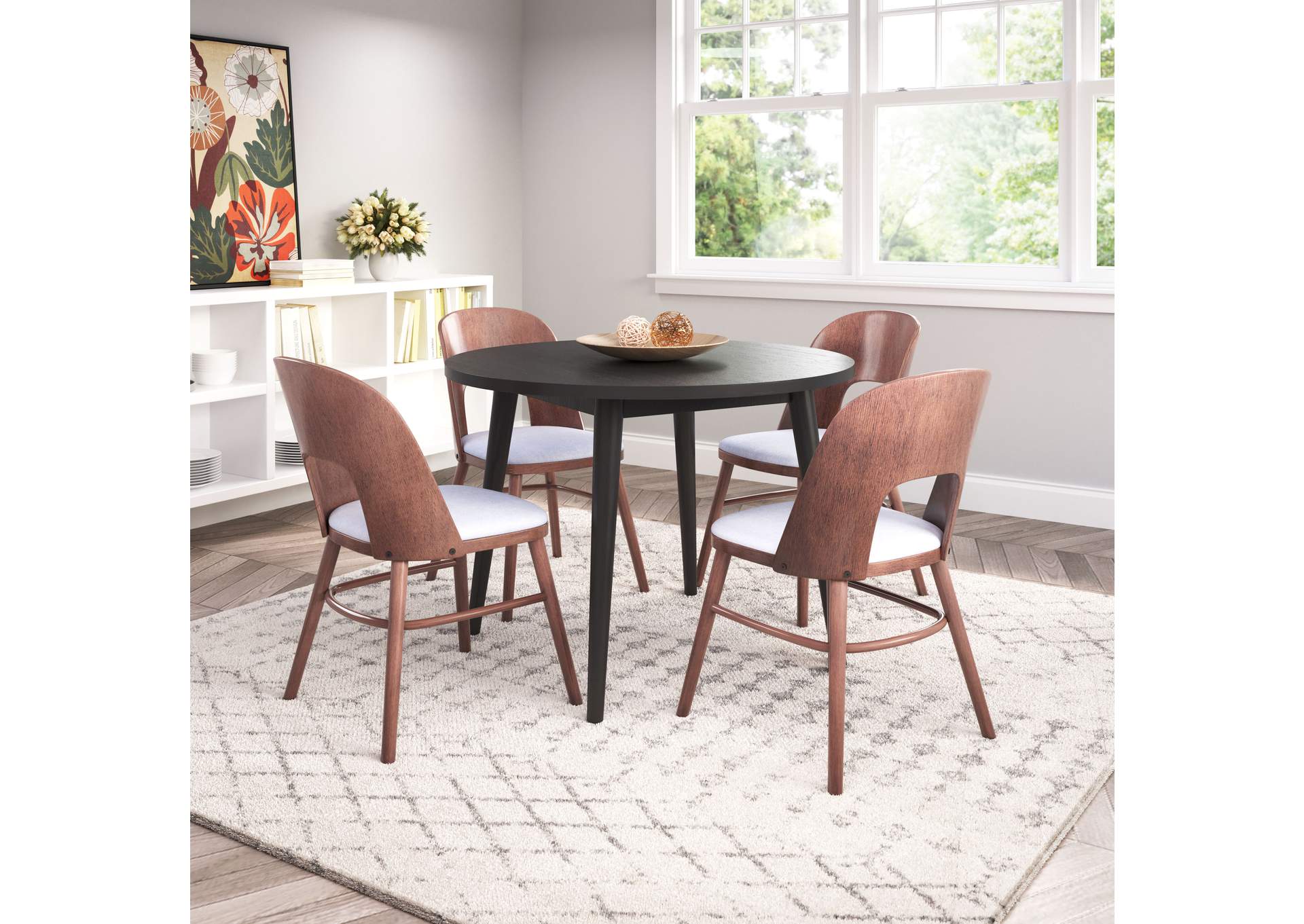 Iago Dining Chair (Set Of 2) Light Gray & Walnut,Zuo