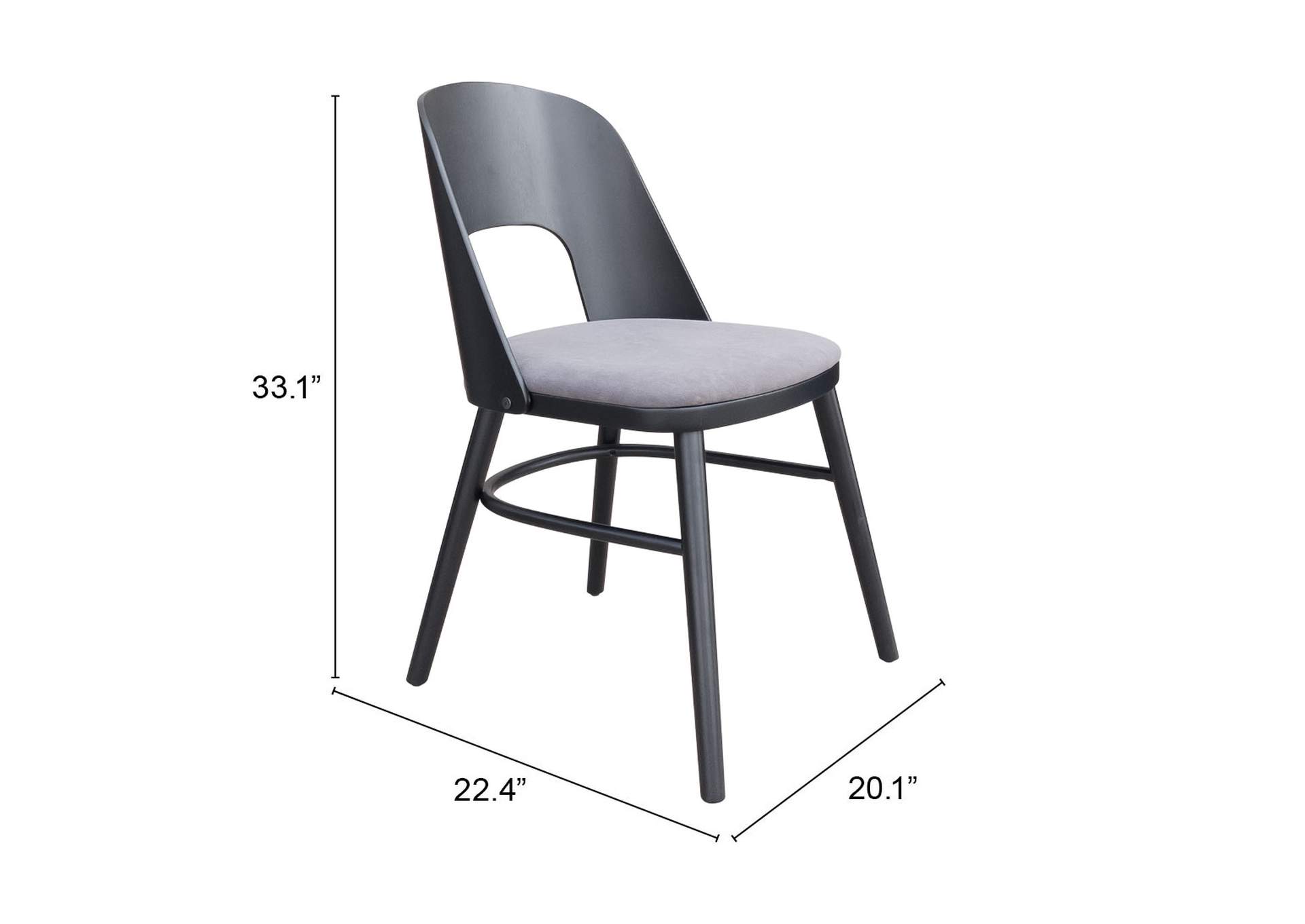 Iago Dining Chair (Set Of 2) Gray & Black,Zuo