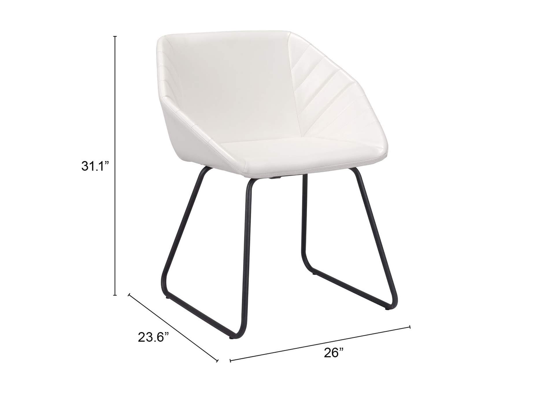 Miguel Dining Chair (Set Of 2) White,Zuo