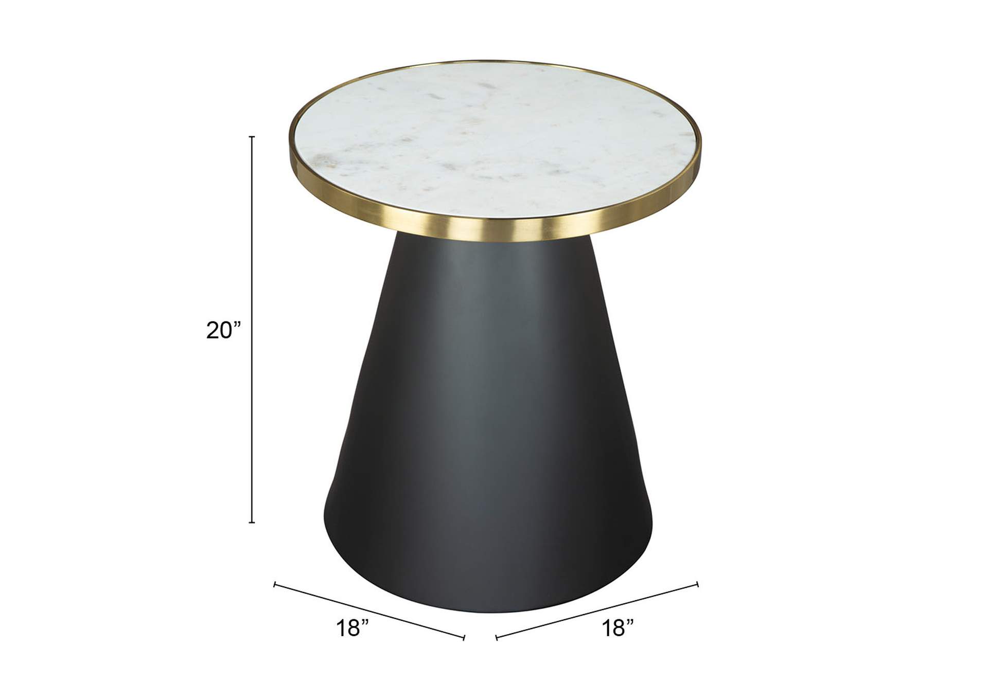 Fusion Side Table White, Gold & Black,Zuo