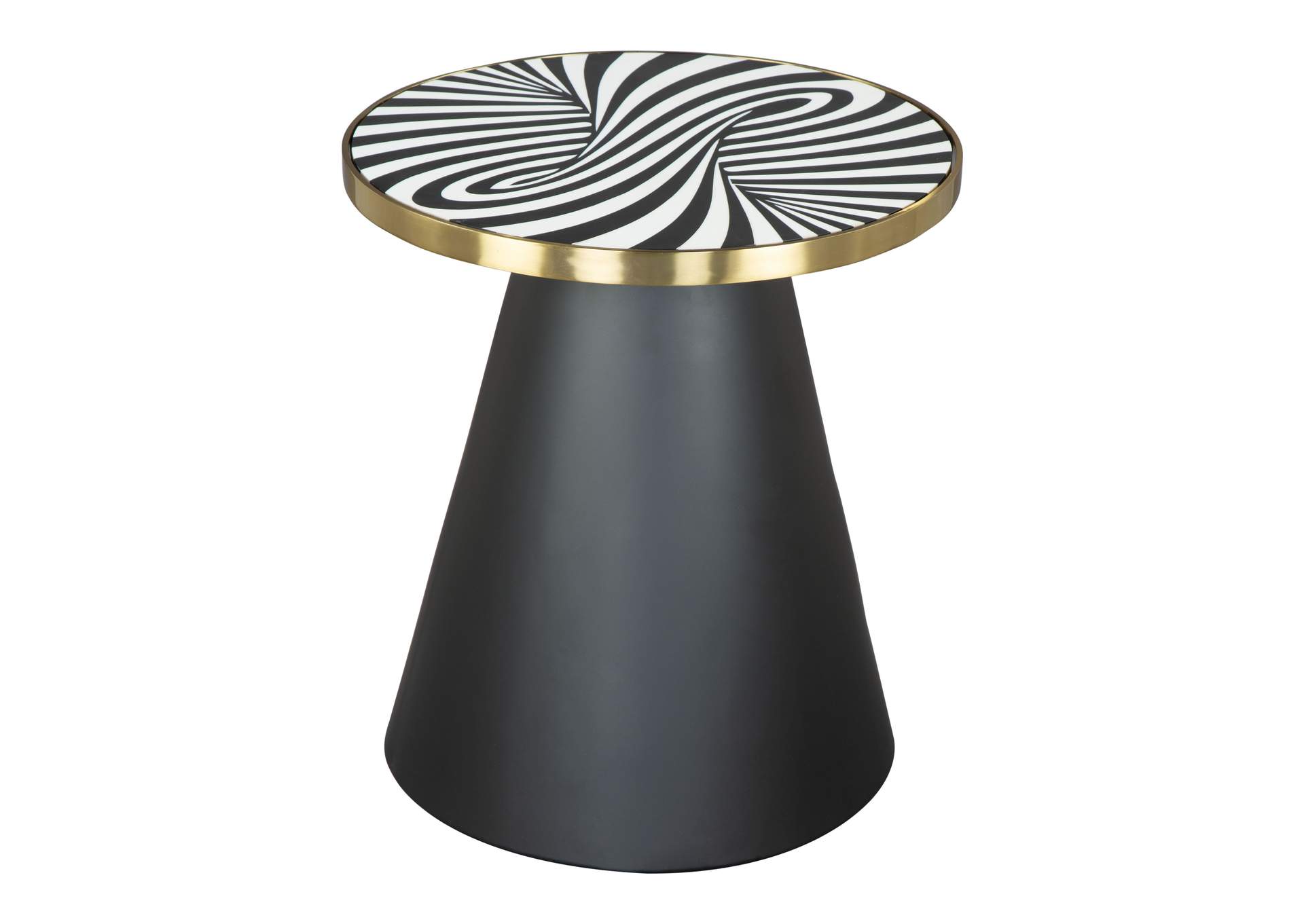 Fission Side Table White, Gold & Black,Zuo