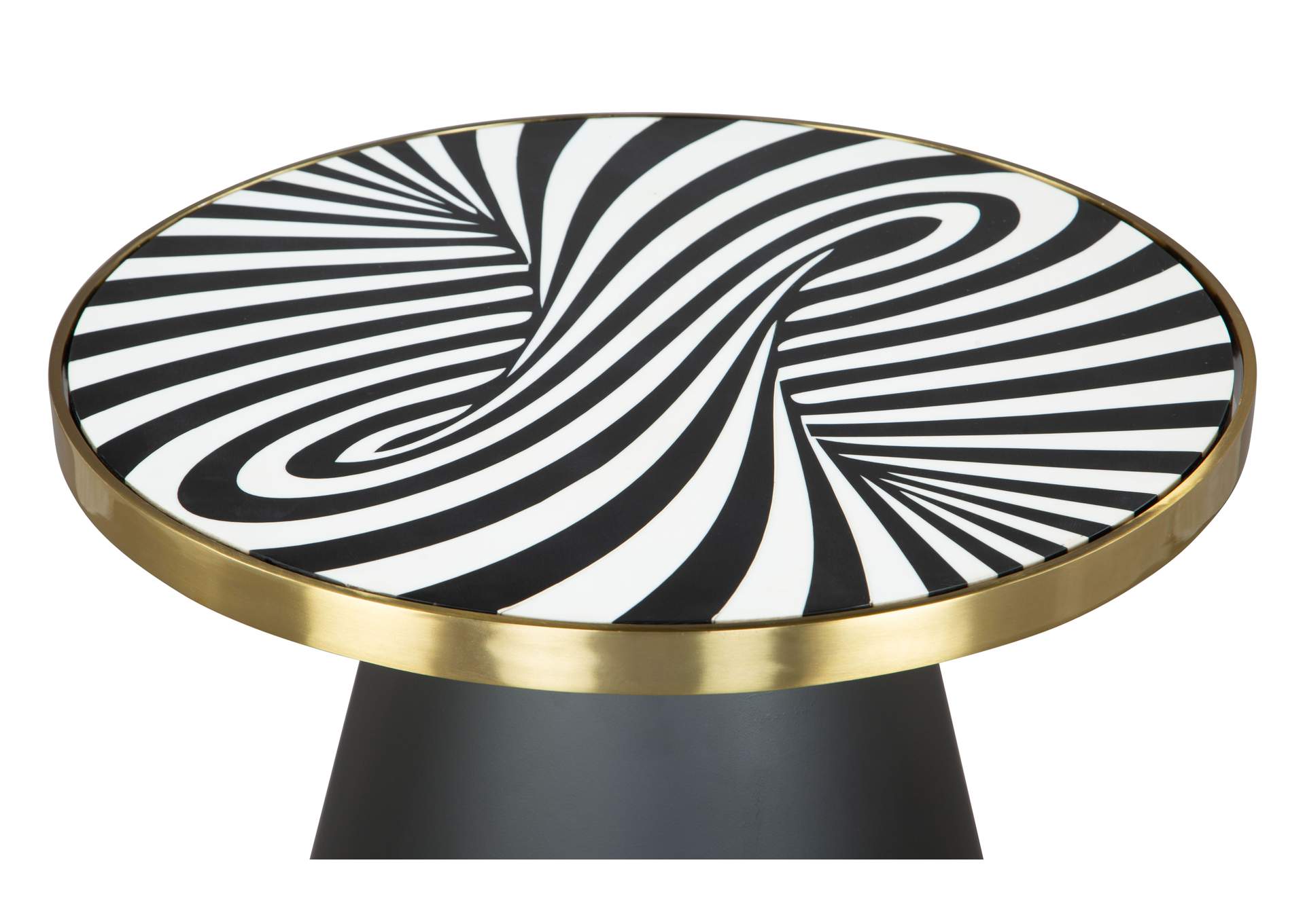 Fission Side Table White, Gold & Black,Zuo