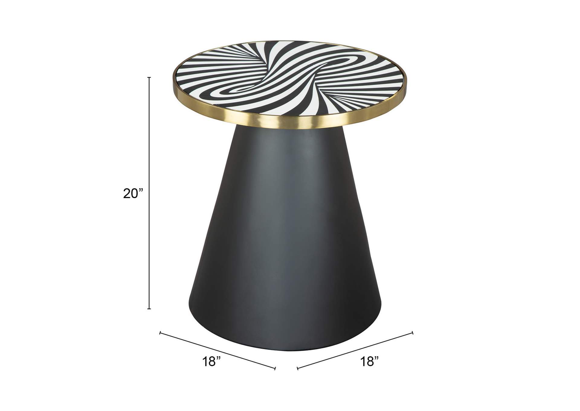 Fission Side Table White, Gold & Black,Zuo