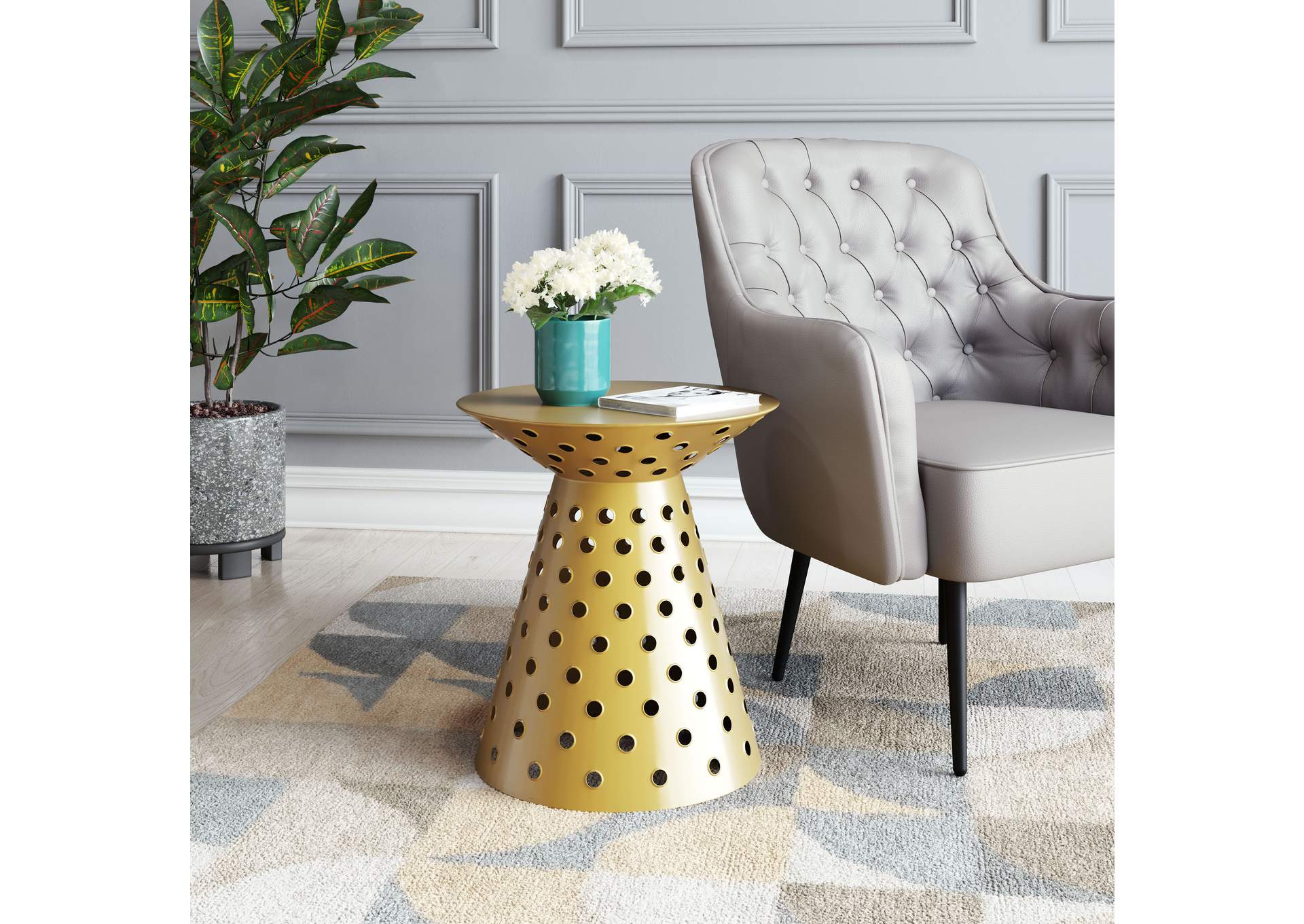 Proton Side Table Gold,Zuo