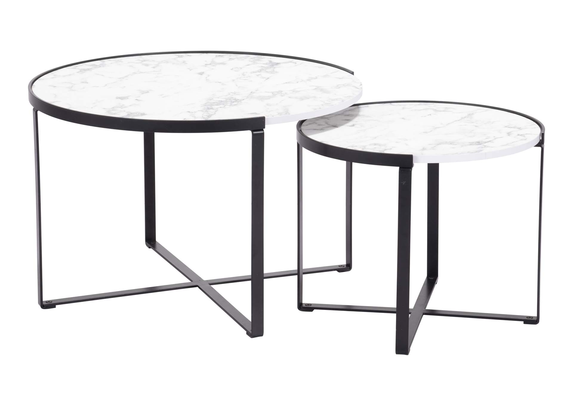 Brioche Coffee Table Set White & Black,Zuo