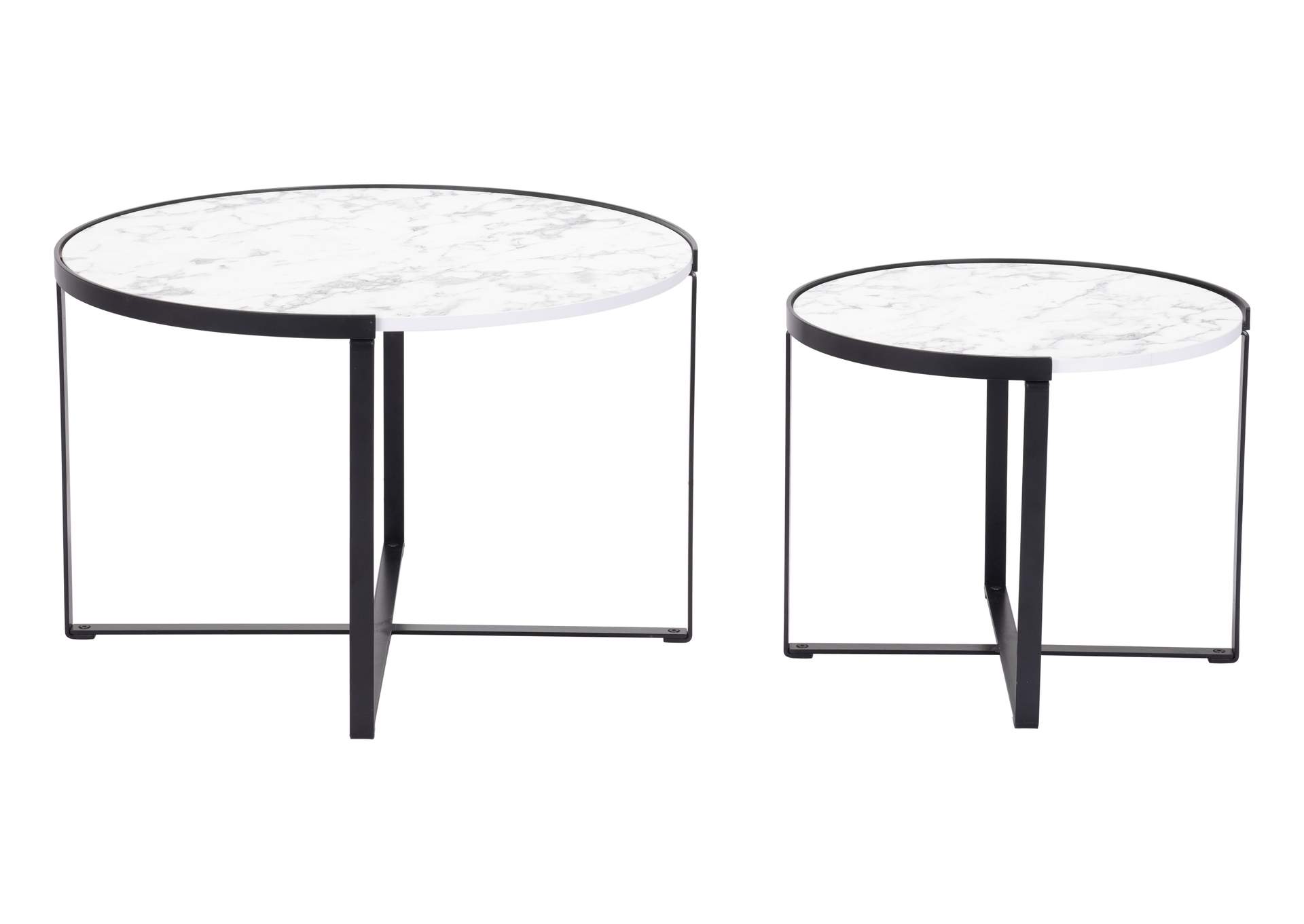 Brioche Coffee Table Set White & Black,Zuo