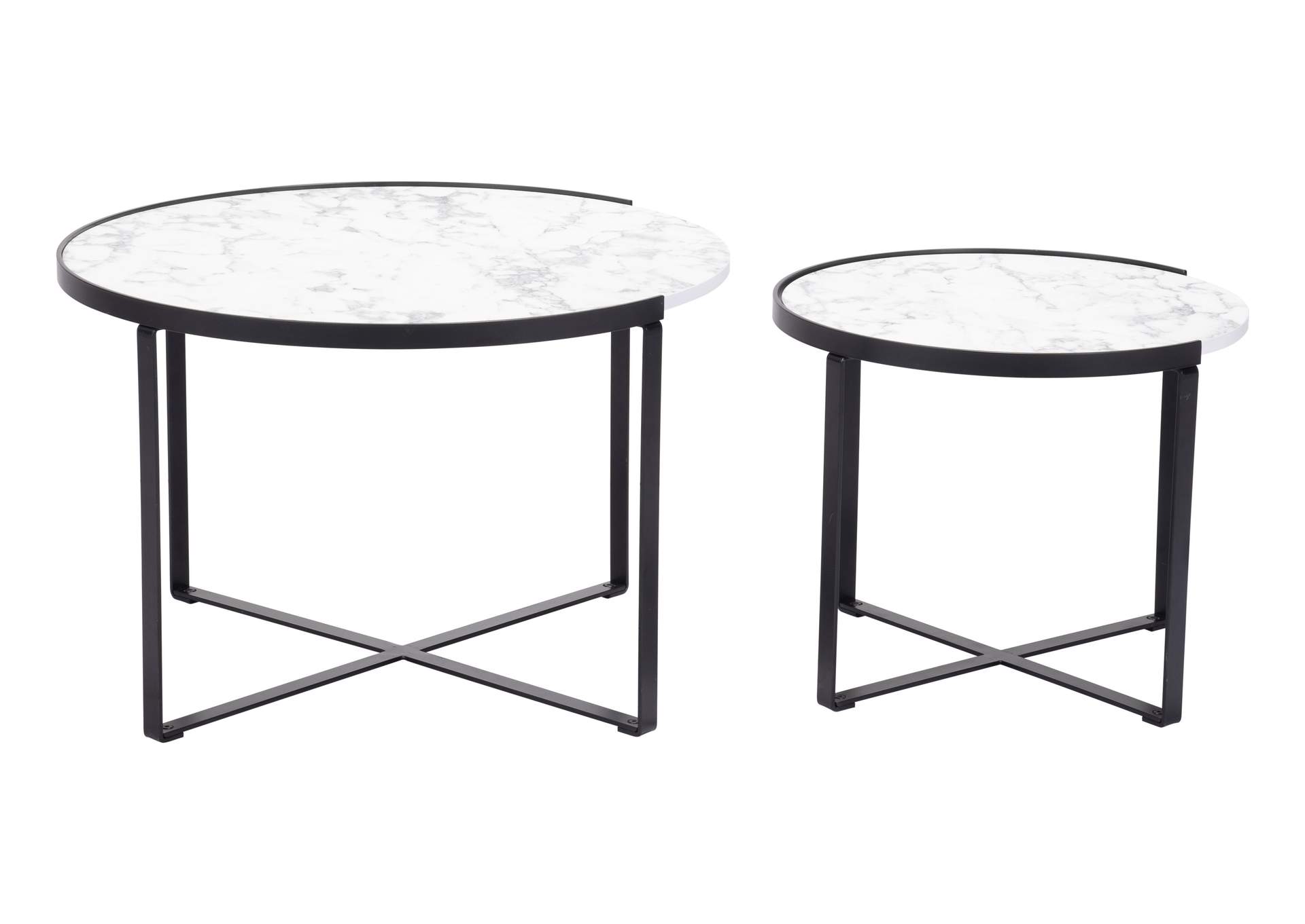 Brioche Coffee Table Set White & Black,Zuo