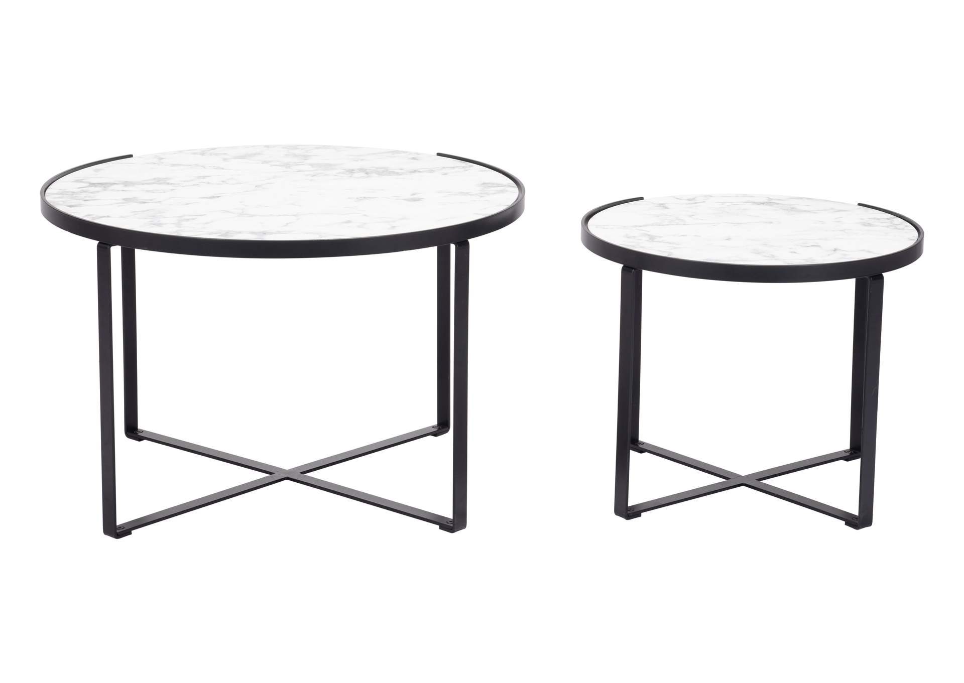 Brioche Coffee Table Set White & Black,Zuo