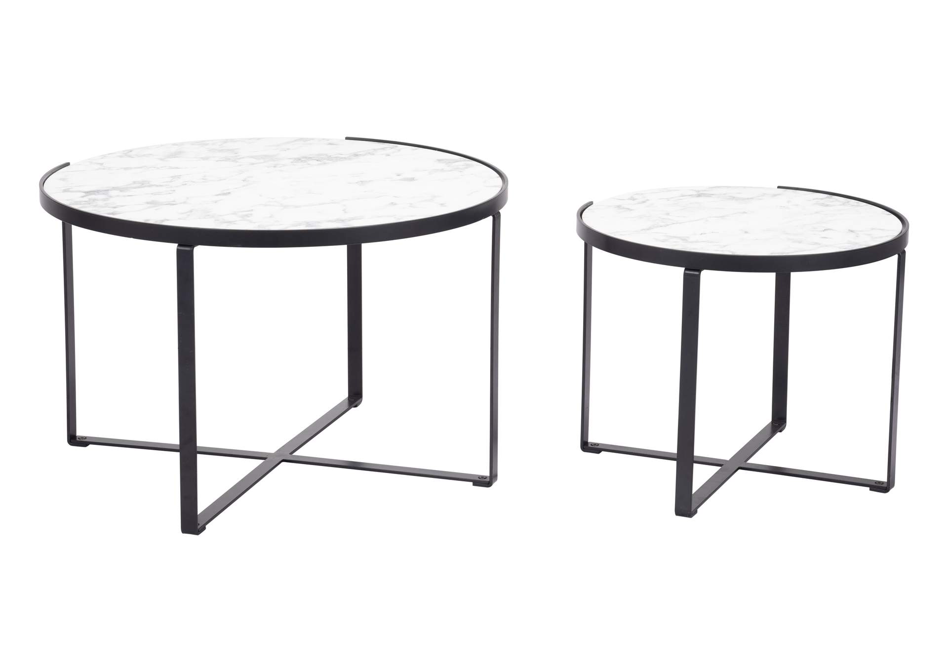 Brioche Coffee Table Set White & Black,Zuo