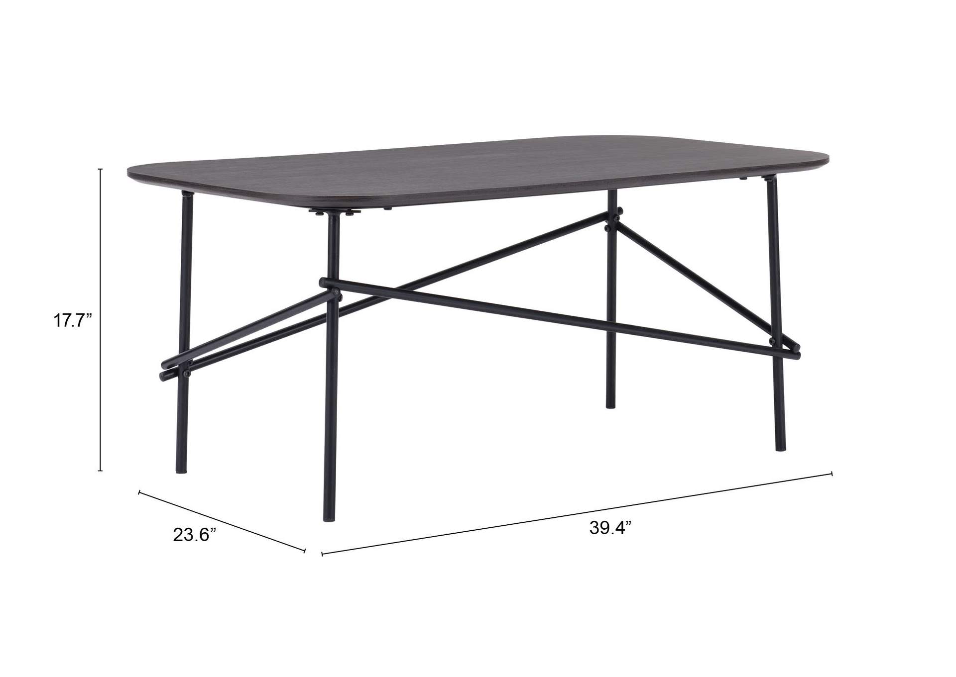 Ireland Coffee Table Dark Brown & Black,Zuo