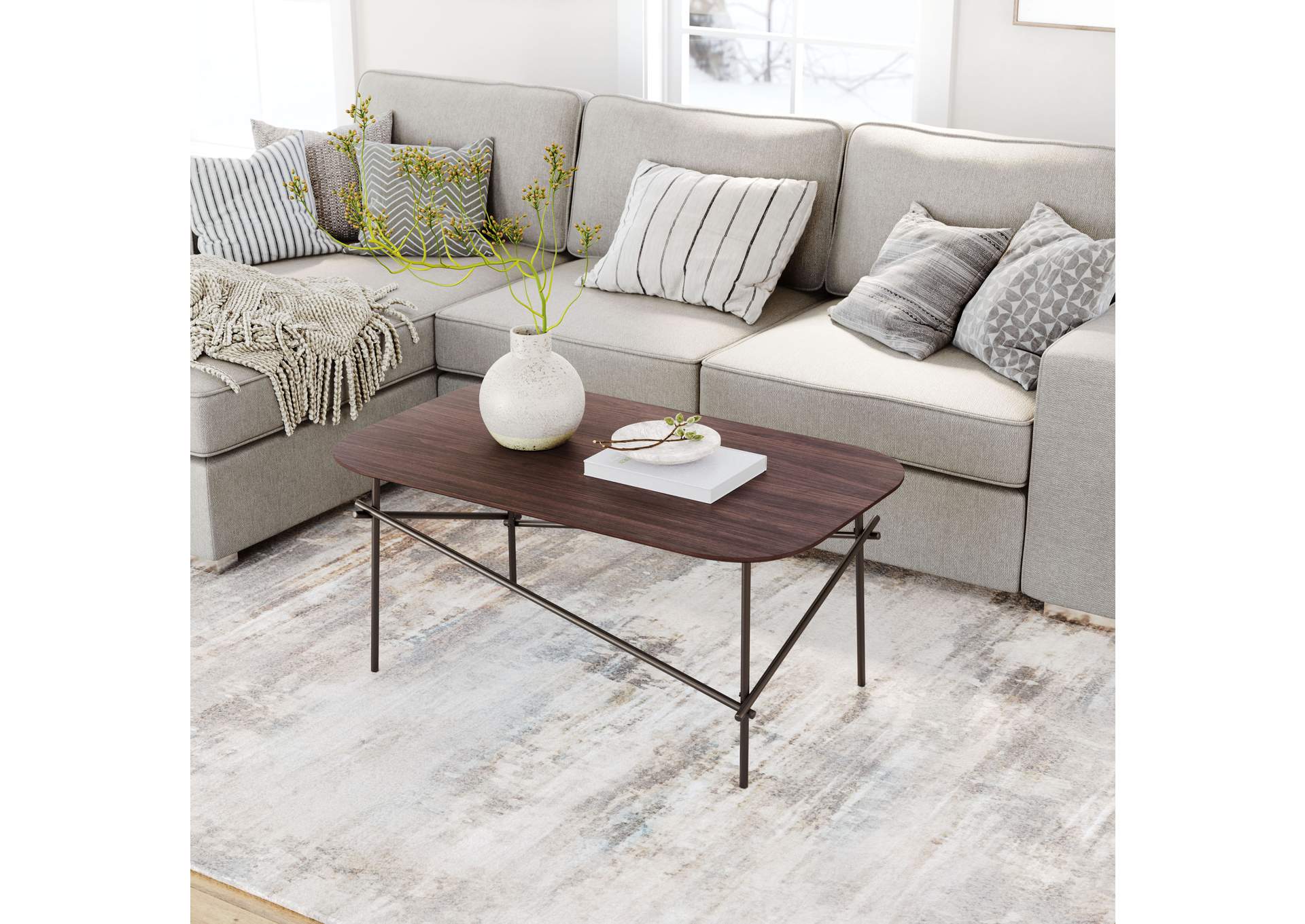 Ireland Coffee Table Dark Brown & Black,Zuo