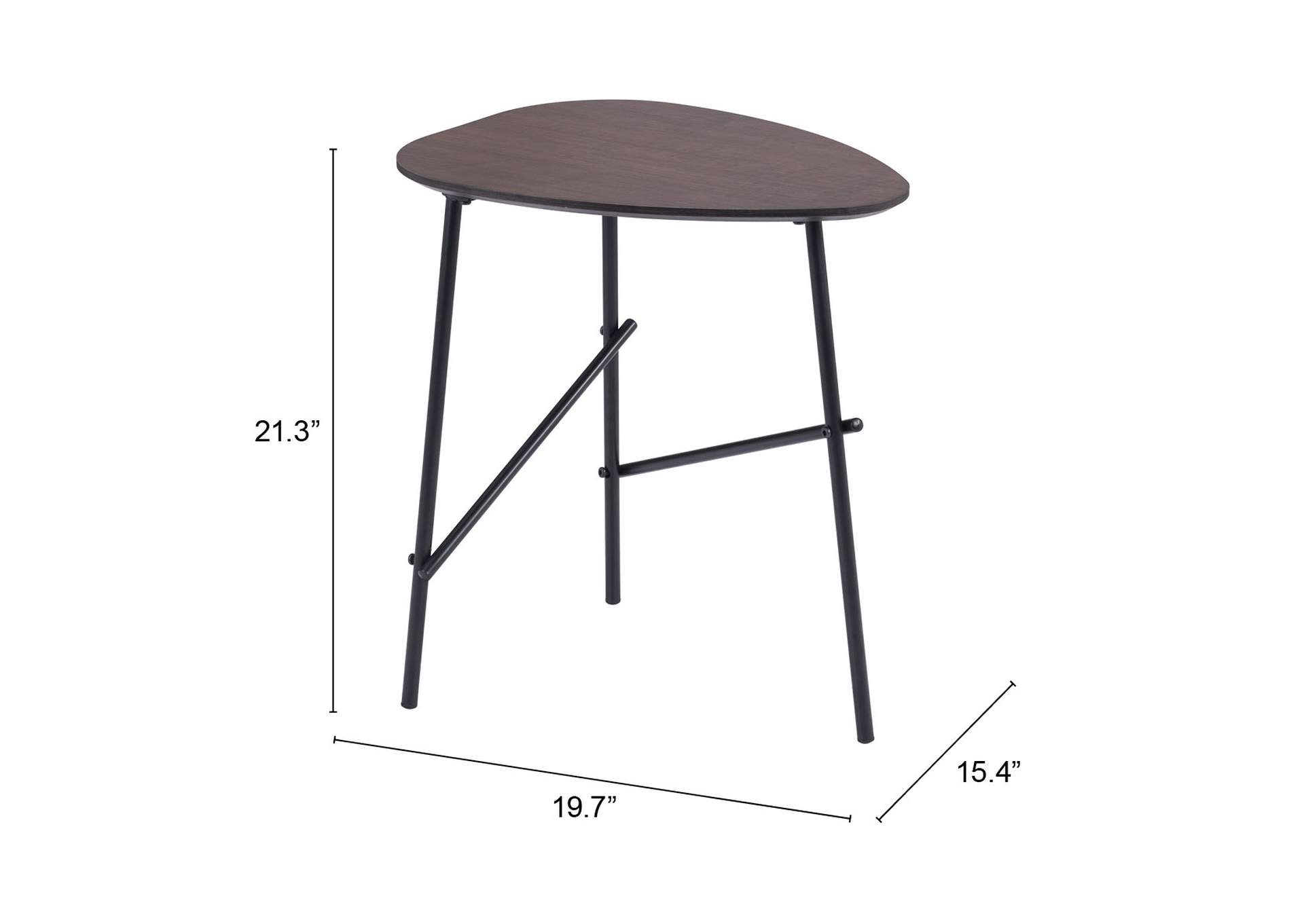 Ireland Side Table Dark Brown & Black,Zuo