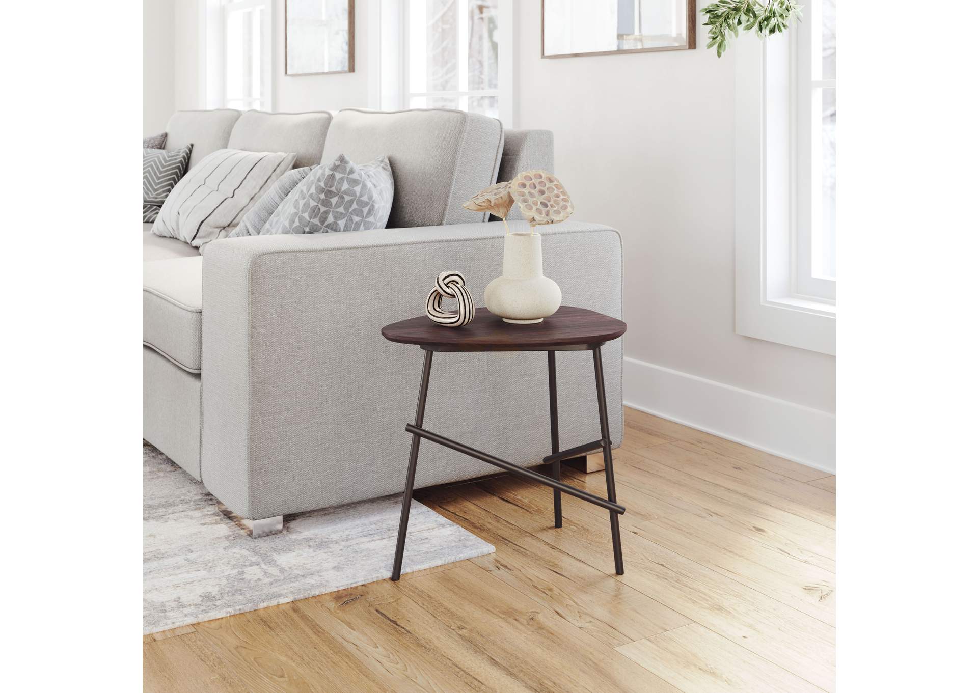 Ireland Side Table Dark Brown & Black,Zuo