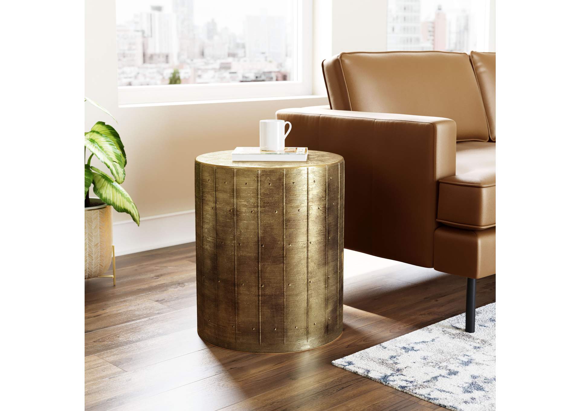 Chris Side Table Antique Brass,Zuo