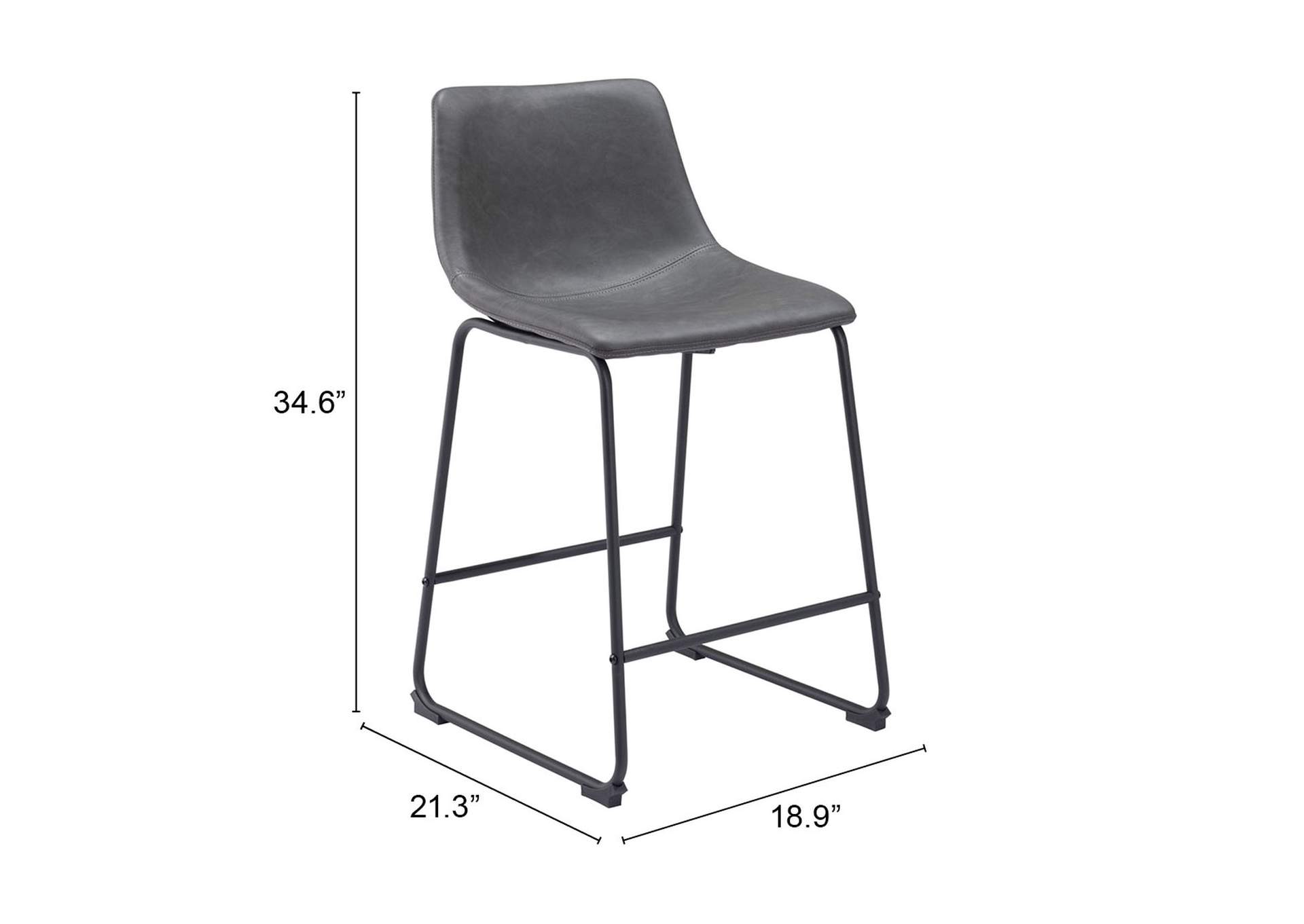 Smart Counter Stool (Set Of 2) Charcoal,Zuo