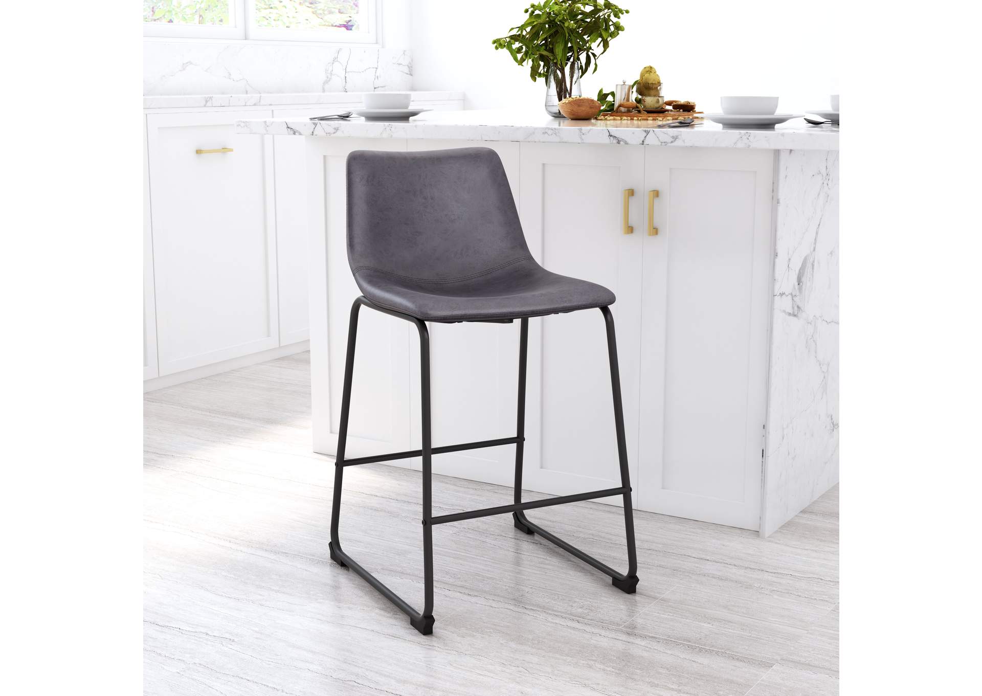 Smart Counter Stool (Set Of 2) Charcoal,Zuo