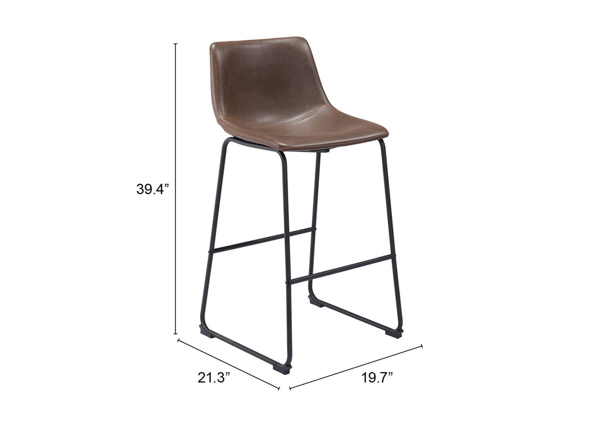 Smart Barstool (Set Of 2) Vintage Espresso,Zuo
