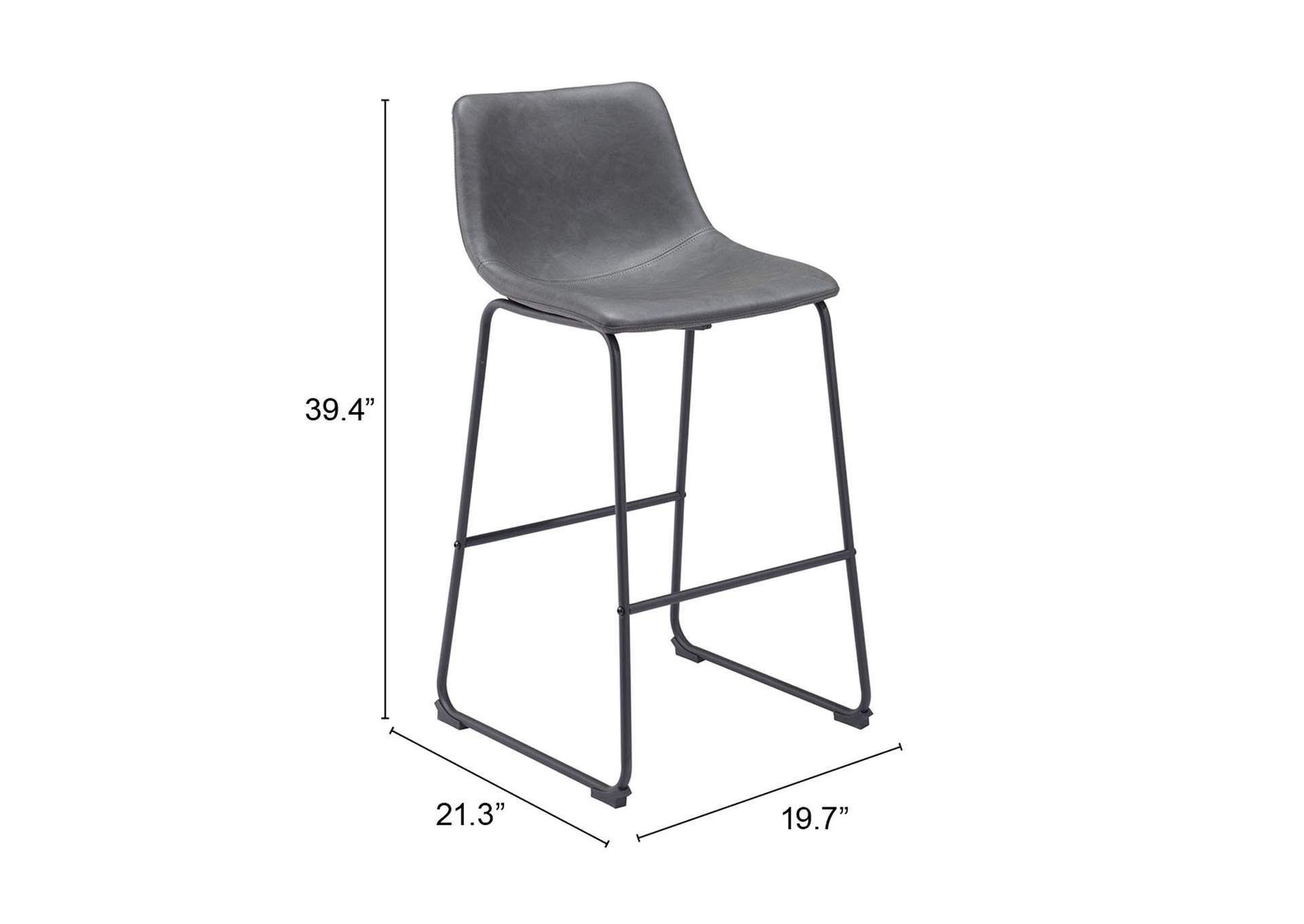 Smart Barstool (Set Of 2) Charcoal,Zuo