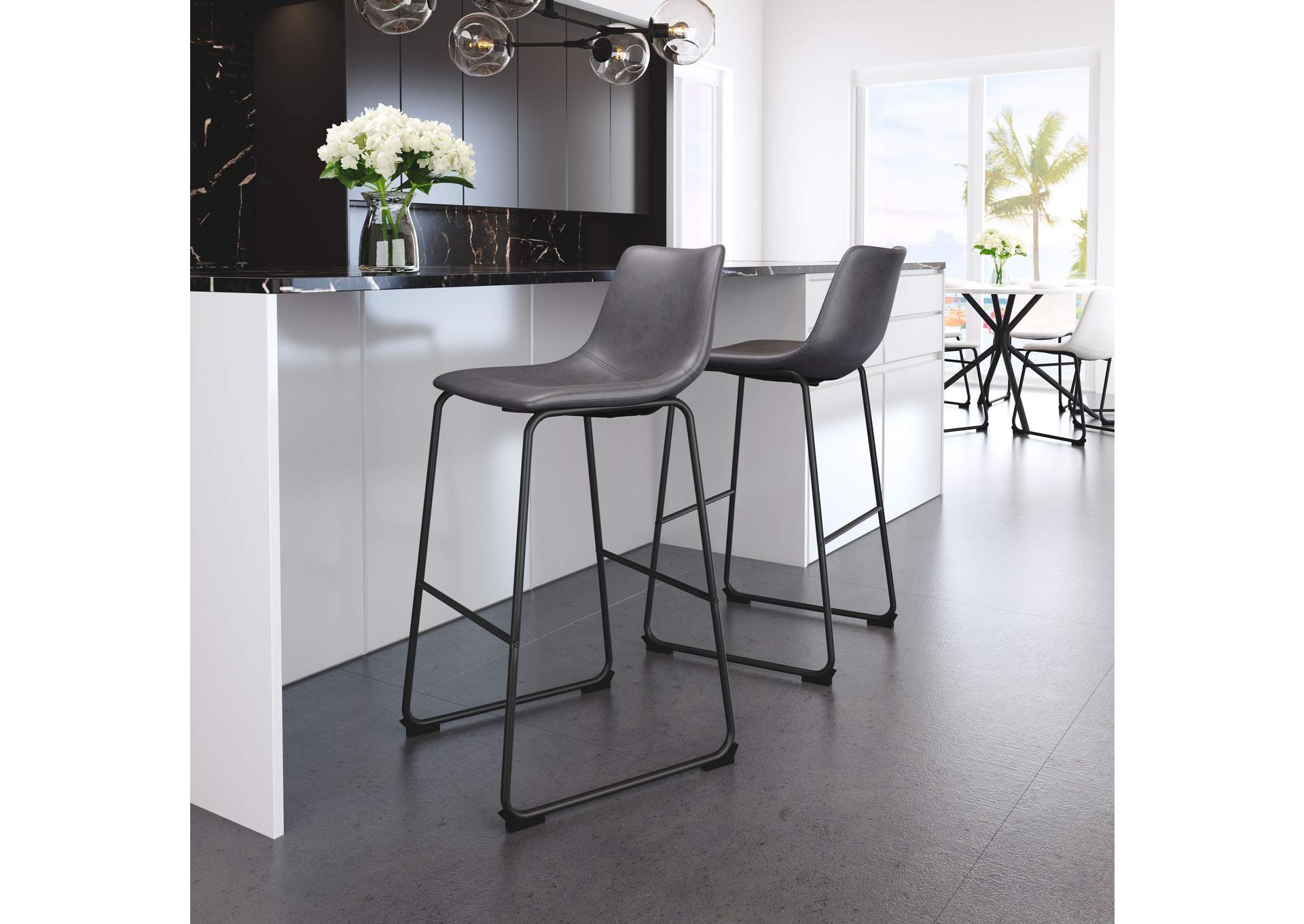 Smart Barstool (Set Of 2) Charcoal,Zuo