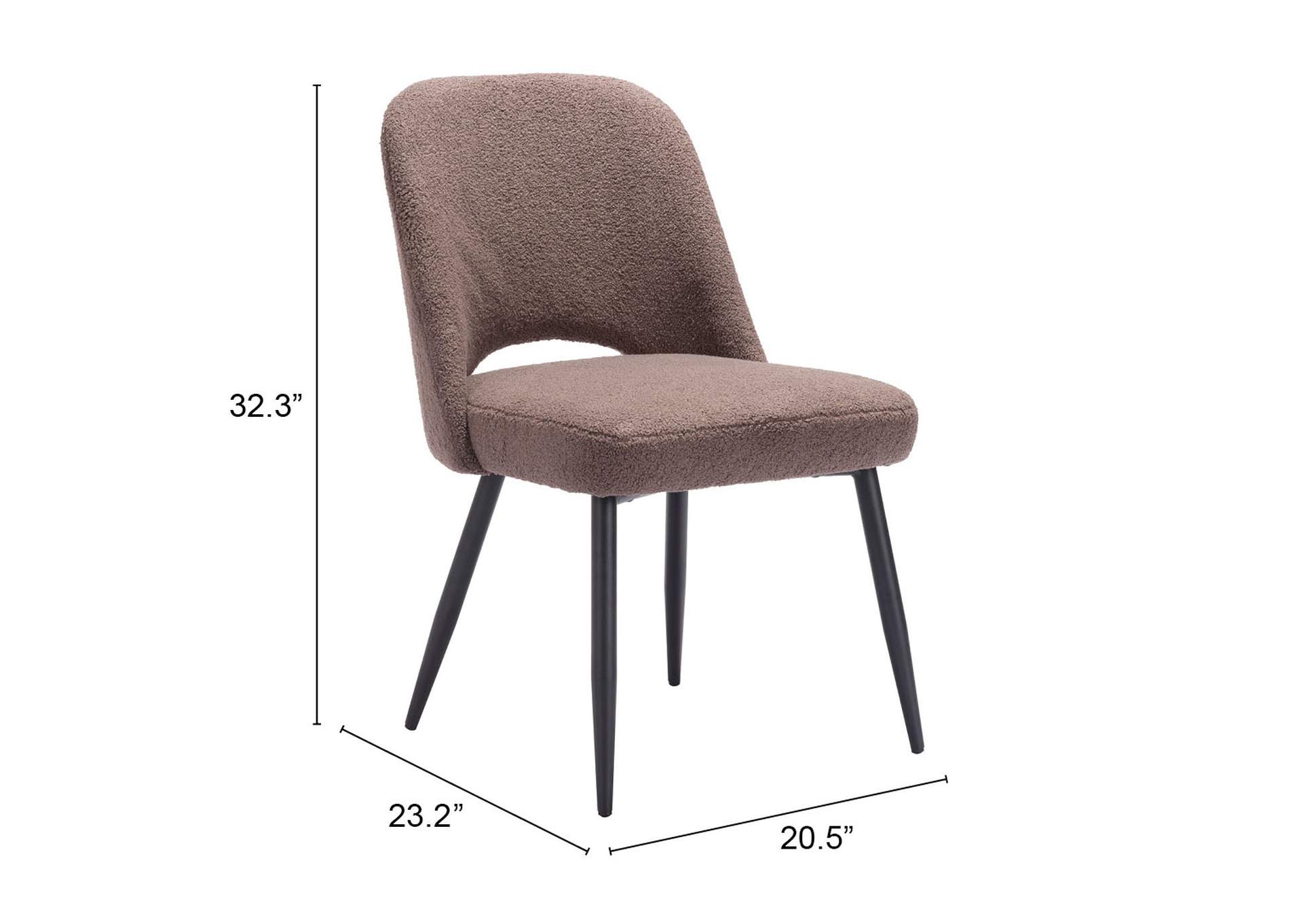 Teddy Dining Chair (Set Of 2) Brown,Zuo