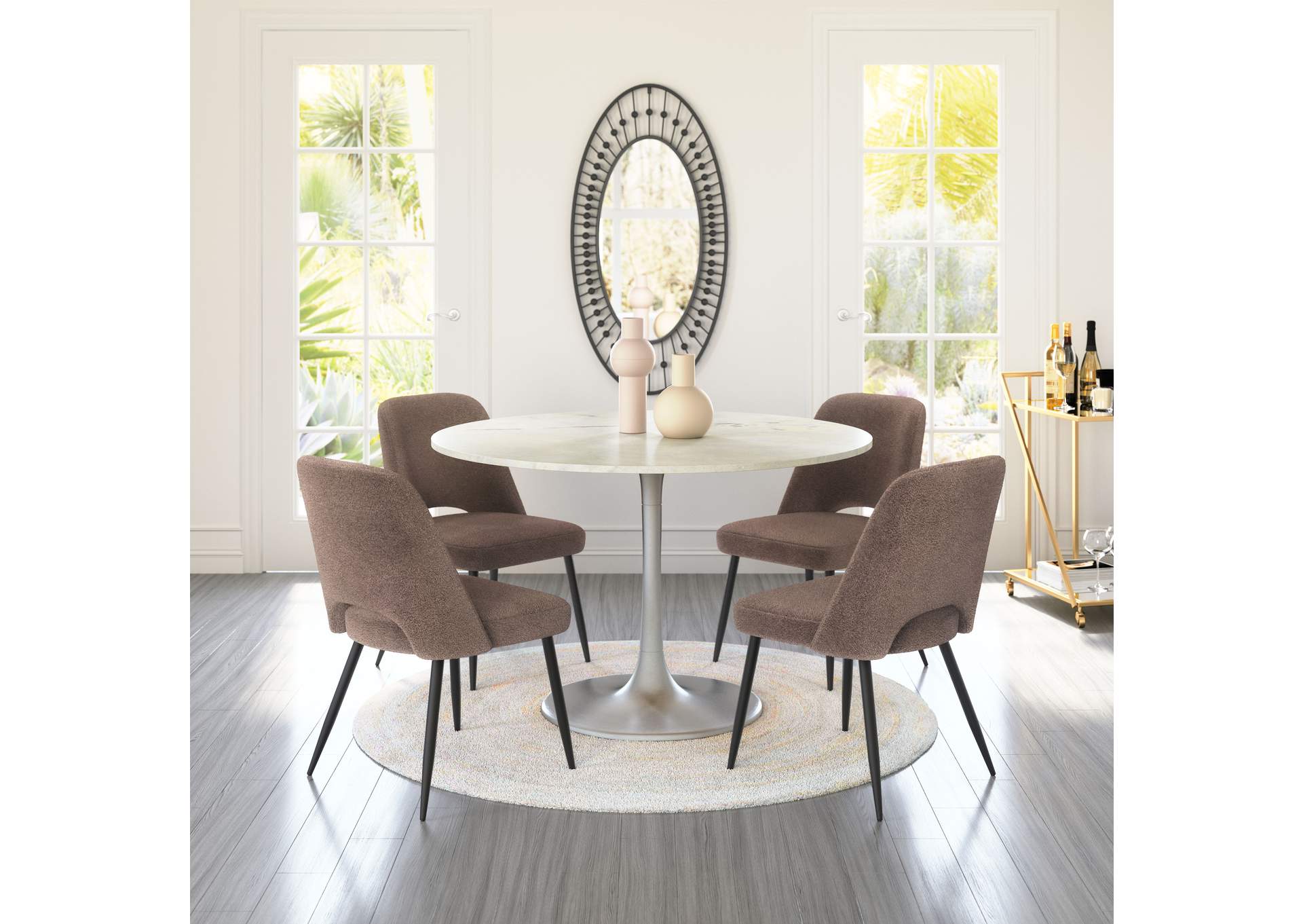 Teddy Dining Chair (Set Of 2) Brown,Zuo