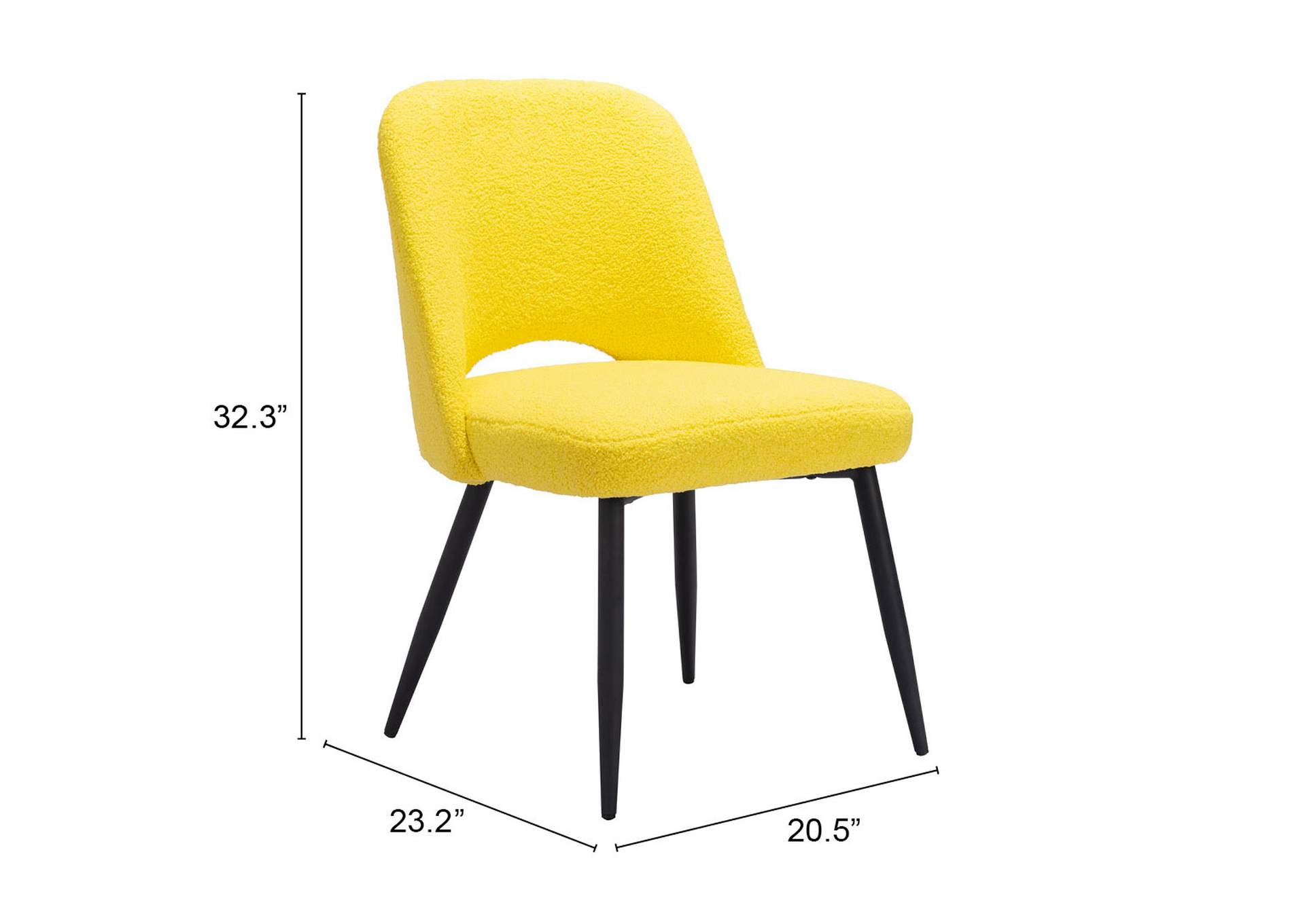 Teddy Dining Chair (Set Of 2) Yellow,Zuo