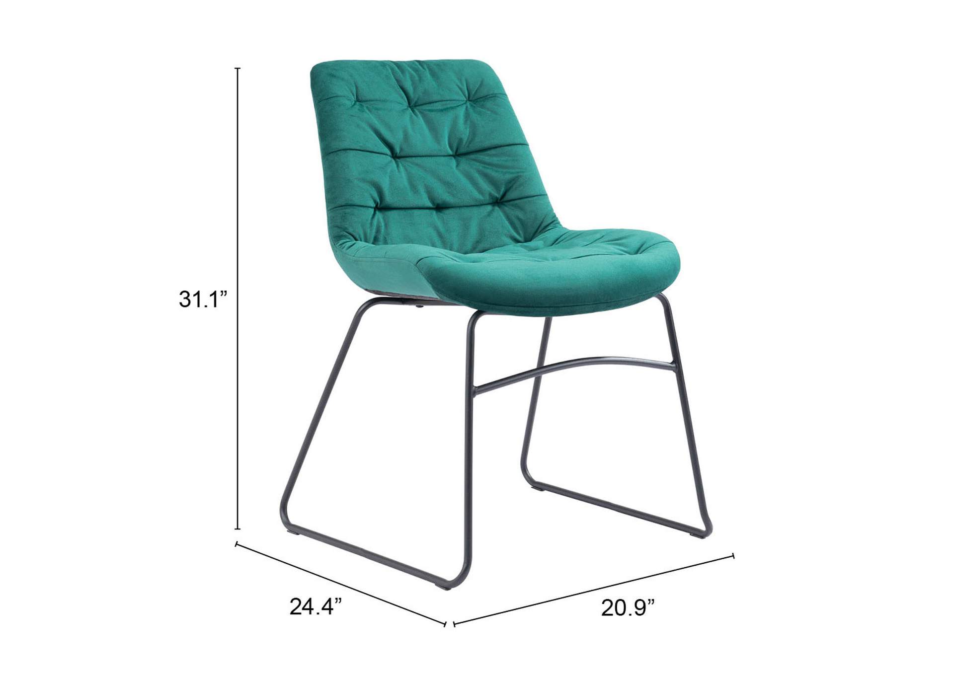 Tammy Dining Chair (Set Of 2) Green,Zuo