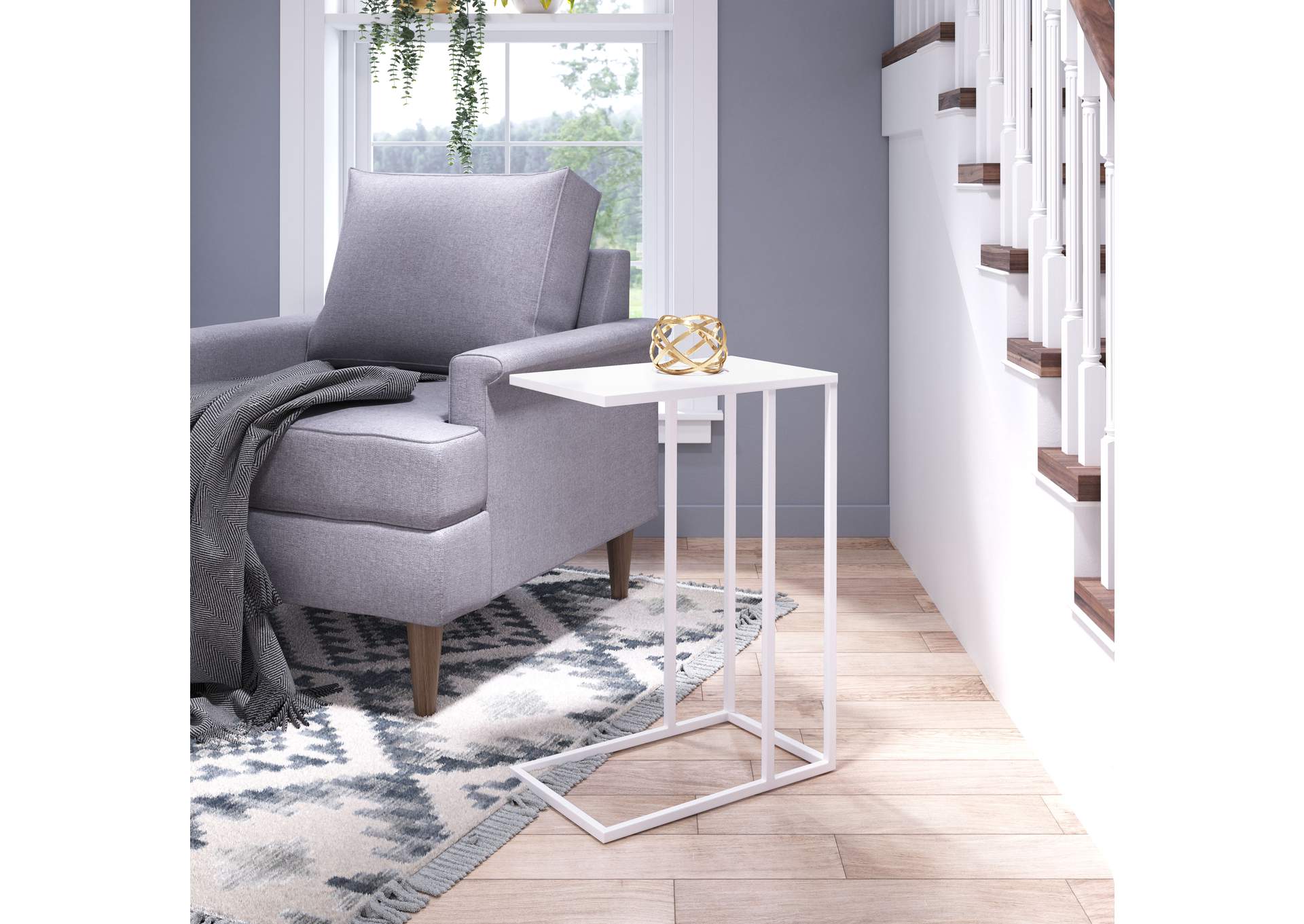 Atom Side Table White,Zuo