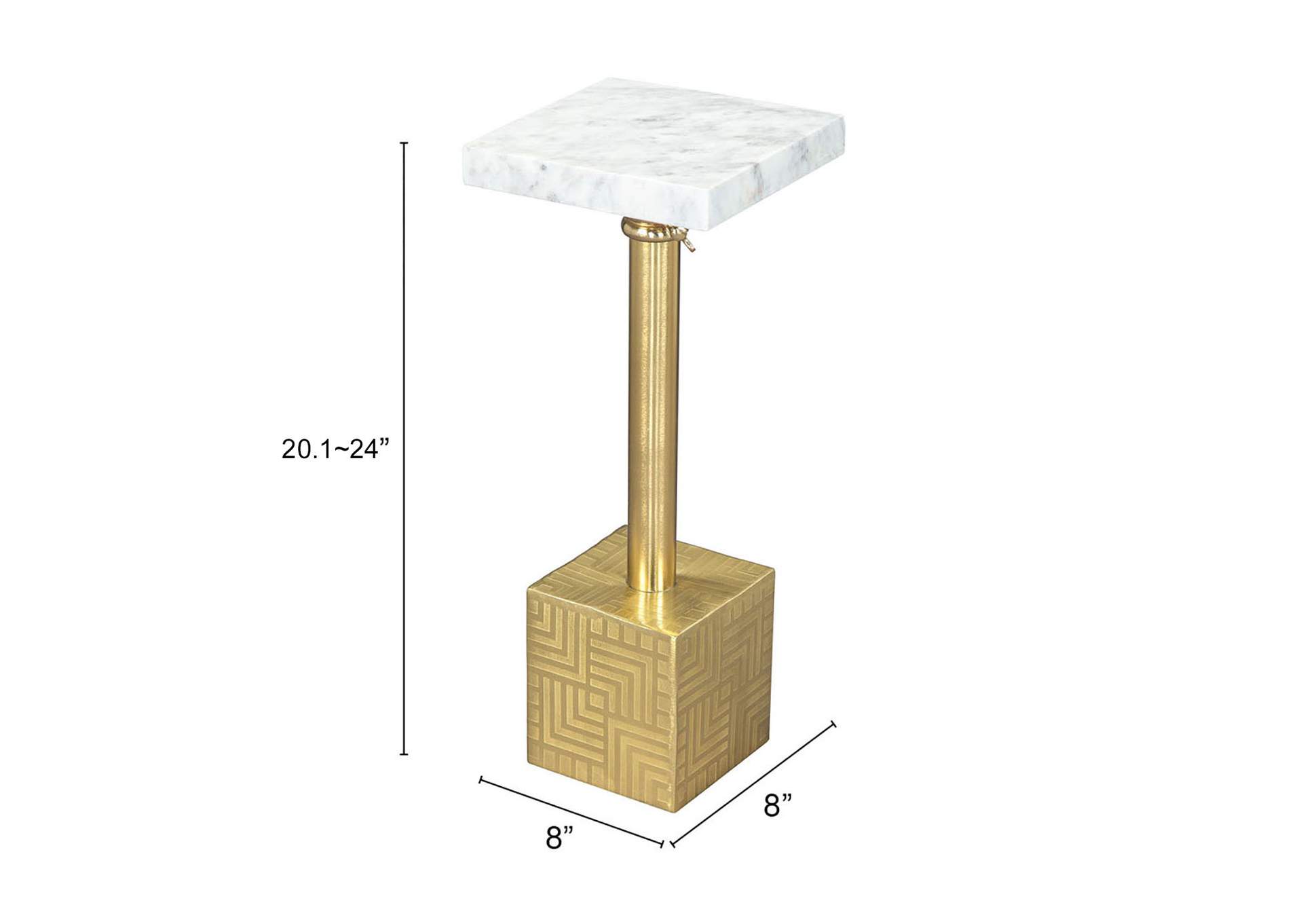 Josef Side Table White & Gold,Zuo