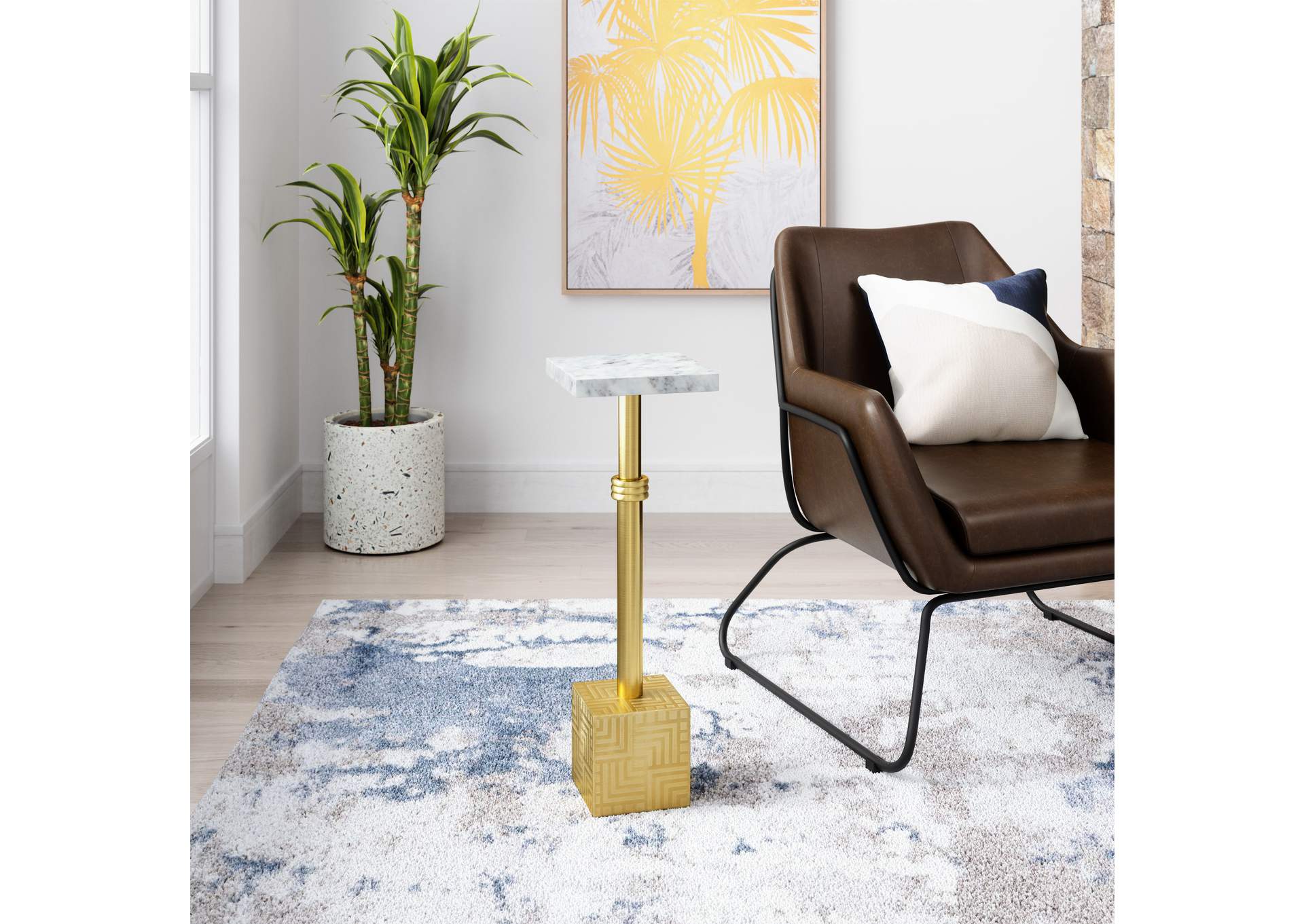 Josef Side Table White & Gold,Zuo