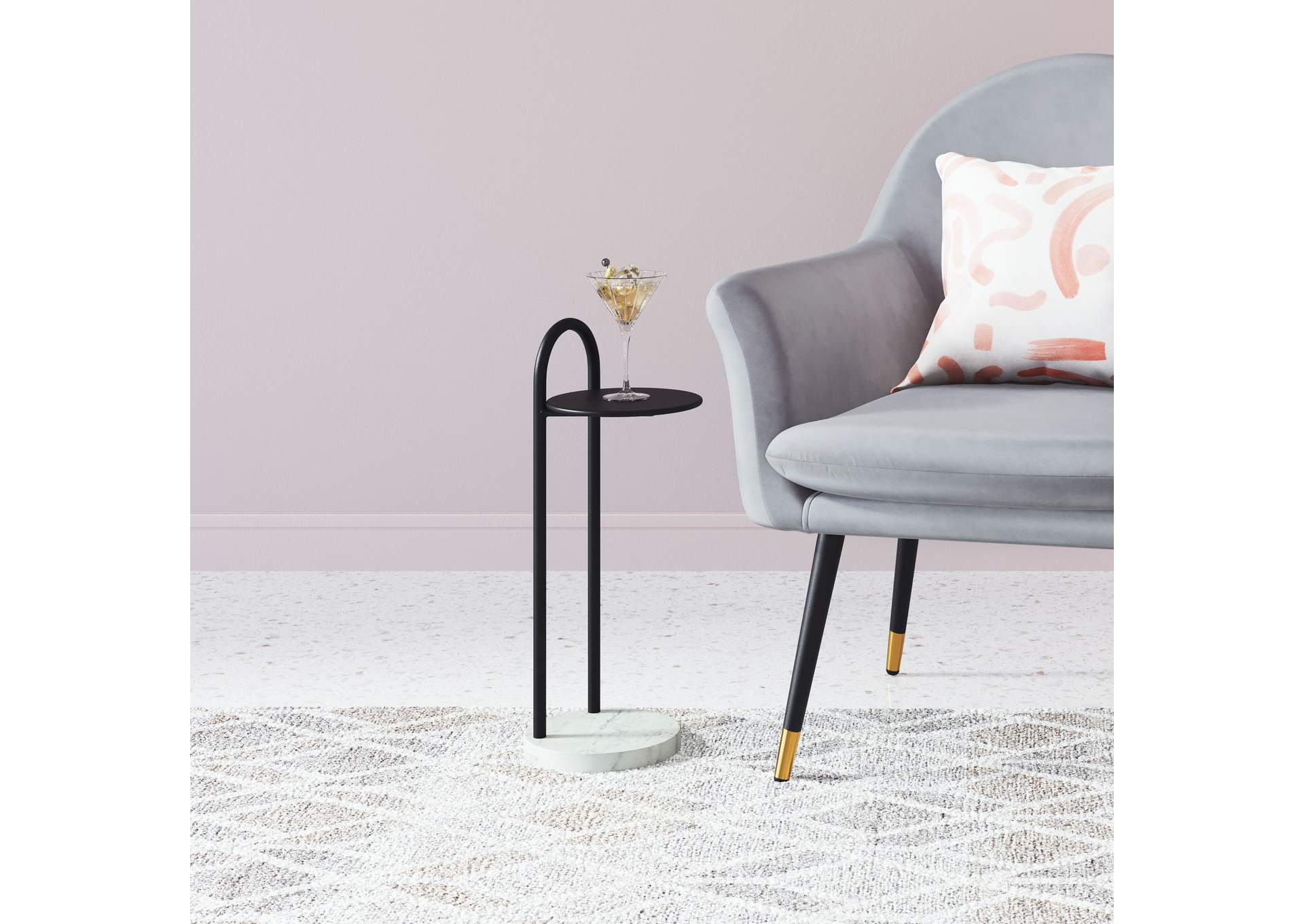 Christian Side Table Black & White,Zuo
