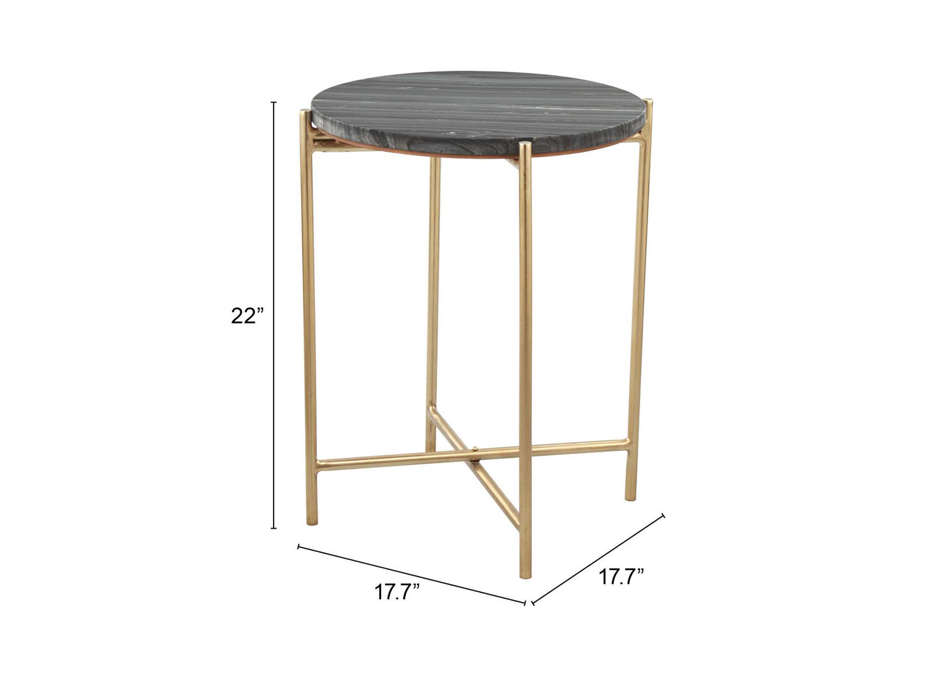 David Side Table Gray & Gold,Zuo