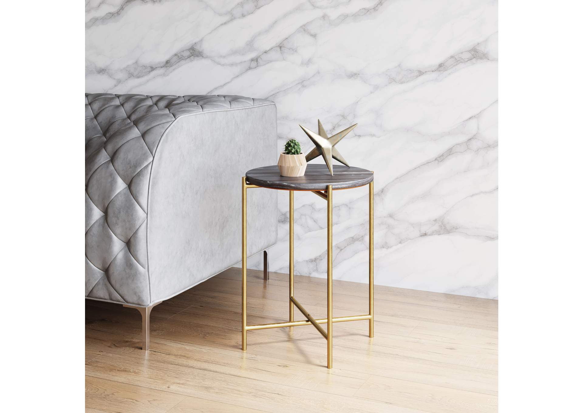 David Side Table Gray & Gold,Zuo