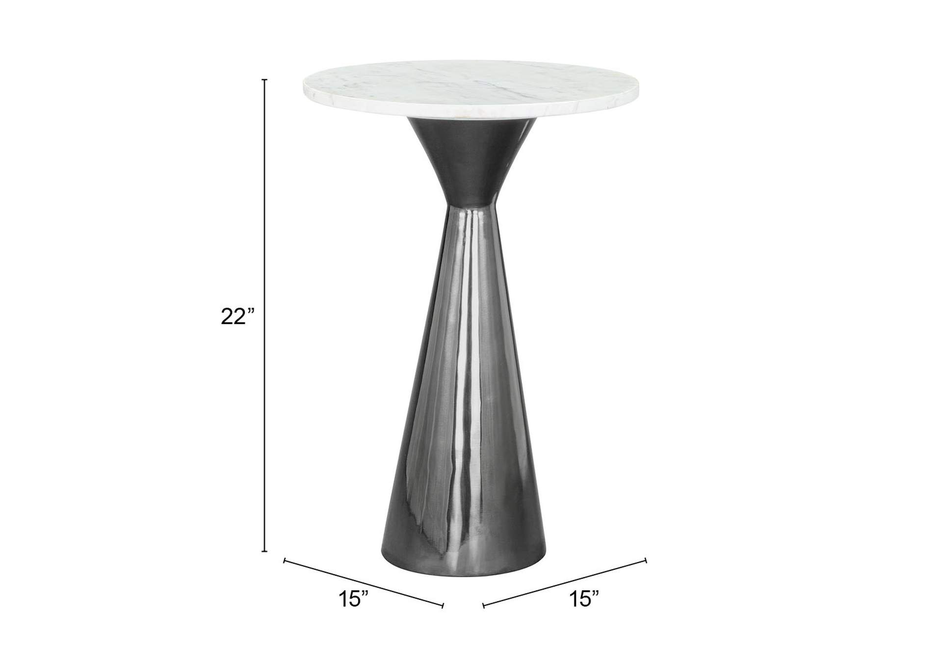 Tim Side Table White & Black,Zuo