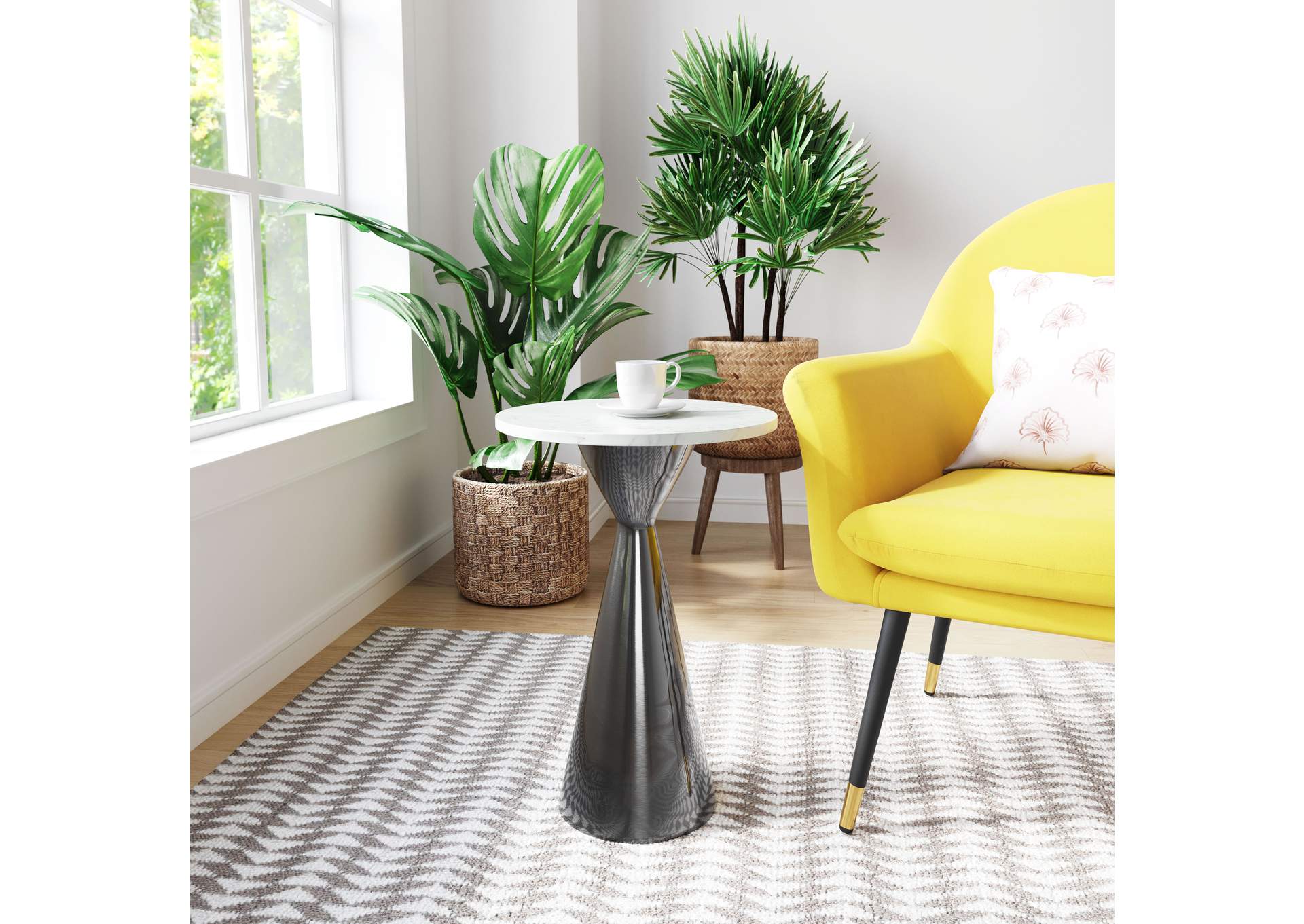 Tim Side Table White & Black,Zuo