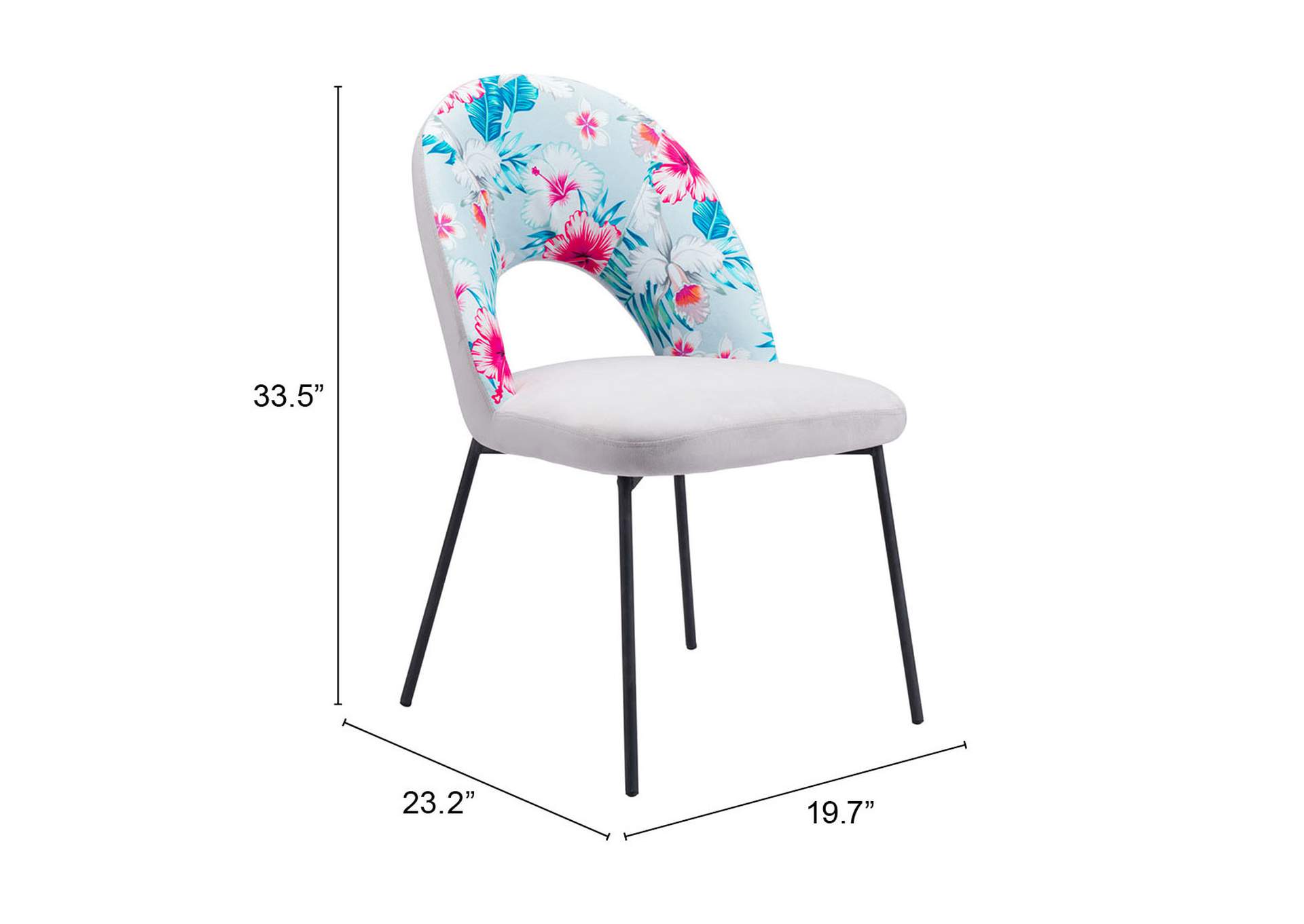 Torrey Dining Chair (Set Of 2) Multicolor Print & Gray,Zuo