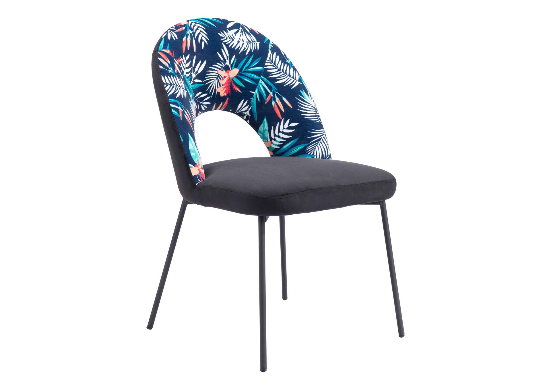 Merion Dining Chair (Set Of 2) Multicolor Print & Black,Zuo