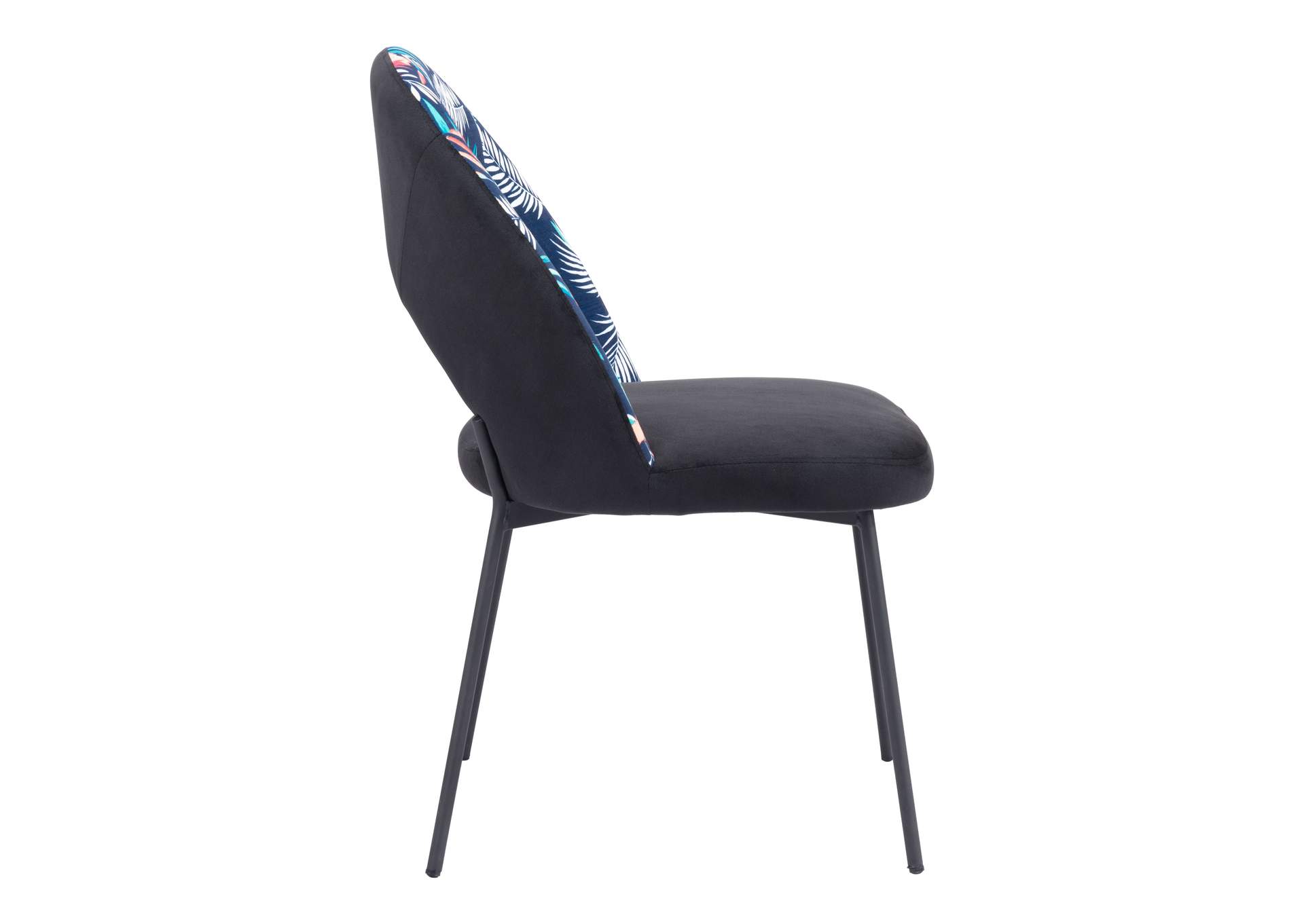 Merion Dining Chair (Set Of 2) Multicolor Print & Black,Zuo