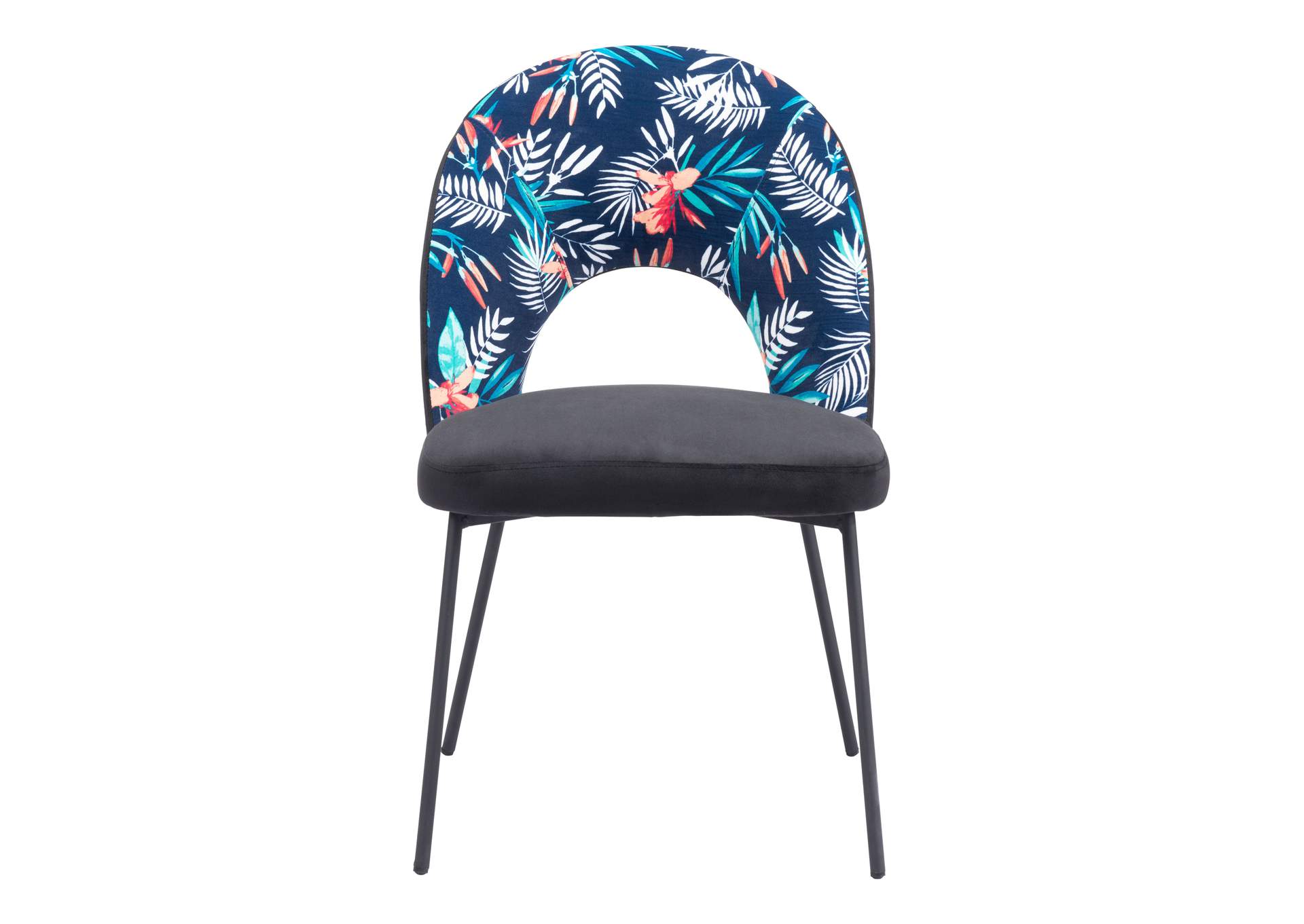 Merion Dining Chair (Set Of 2) Multicolor Print & Black,Zuo