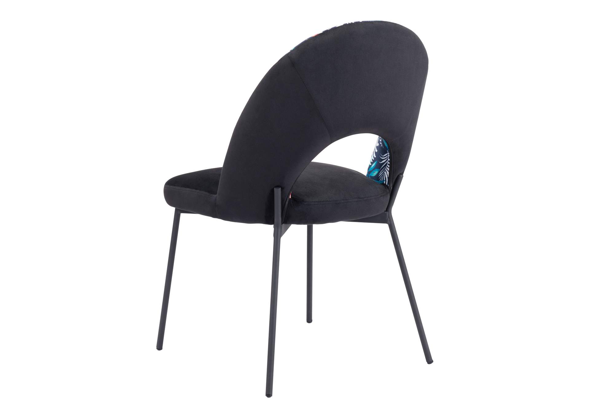 Merion Dining Chair (Set Of 2) Multicolor Print & Black,Zuo