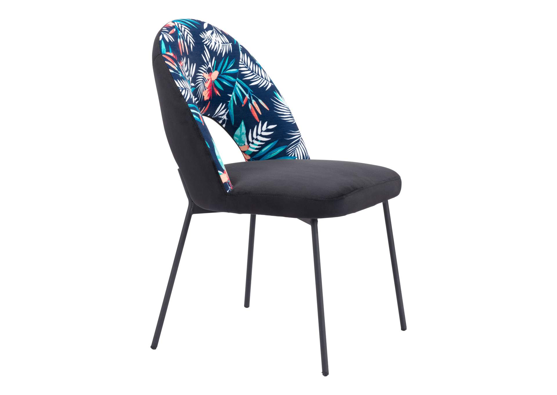 Merion Dining Chair (Set Of 2) Multicolor Print & Black,Zuo