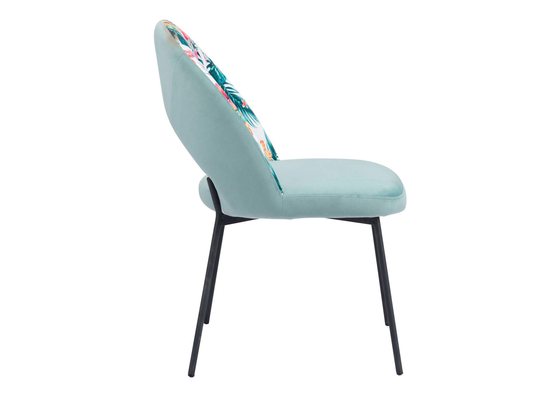 Bethpage Dining Chair (Set Of 2) Multicolor Print & Green,Zuo