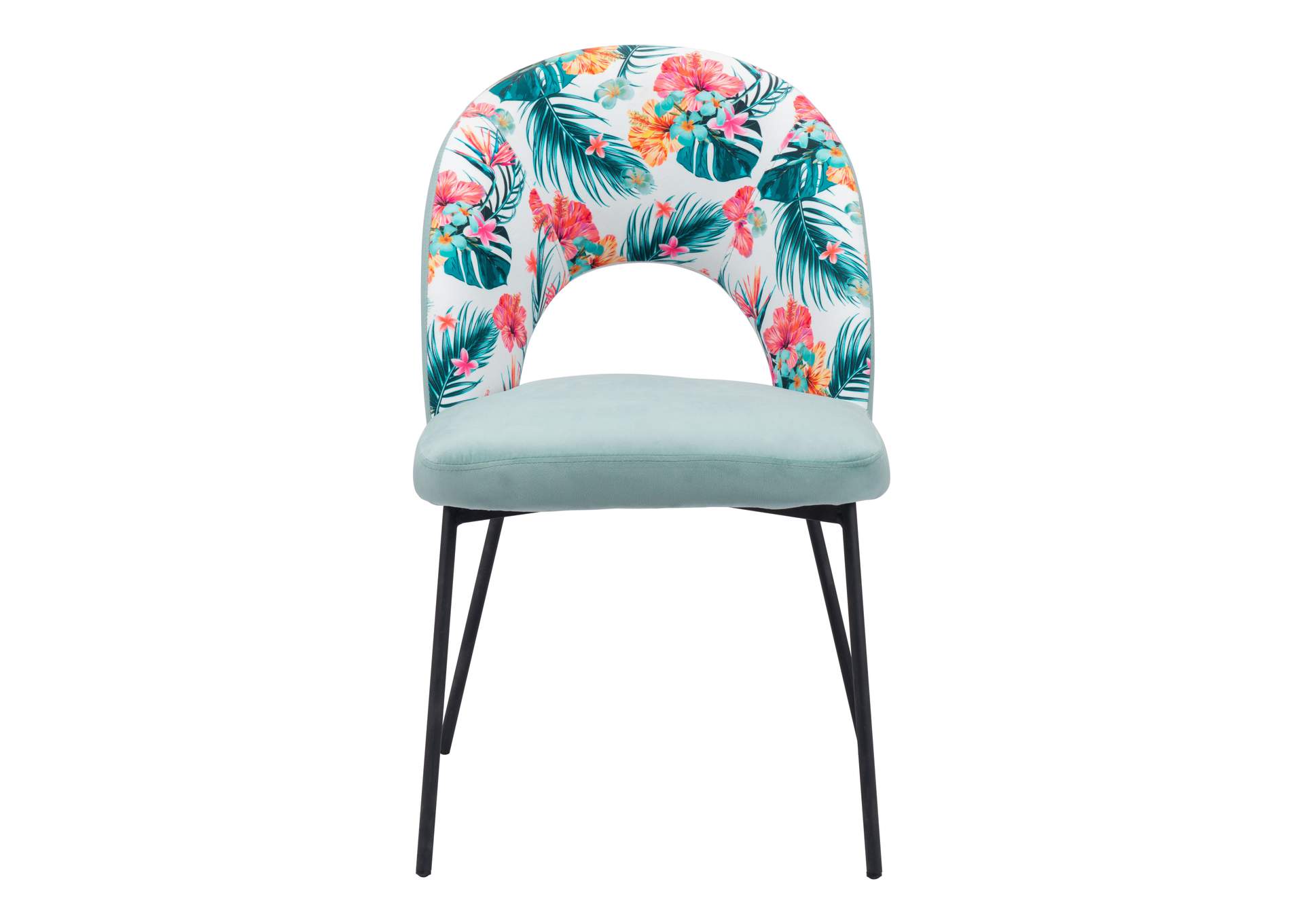 Bethpage Dining Chair (Set Of 2) Multicolor Print & Green,Zuo